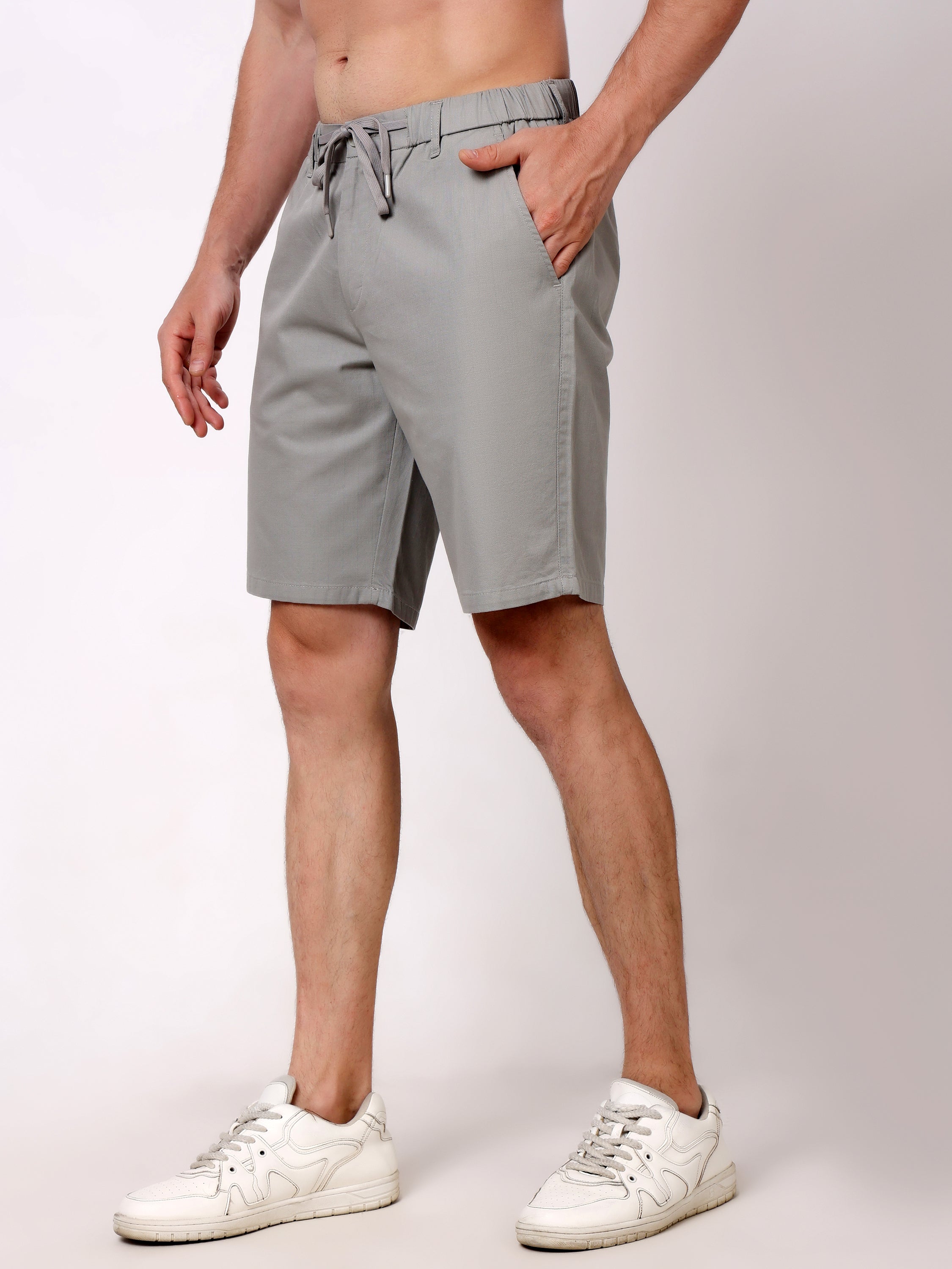 Stylox Men's Regular Fit Cotton Casual Summer Shorts with Elastic Waist & Drawstring