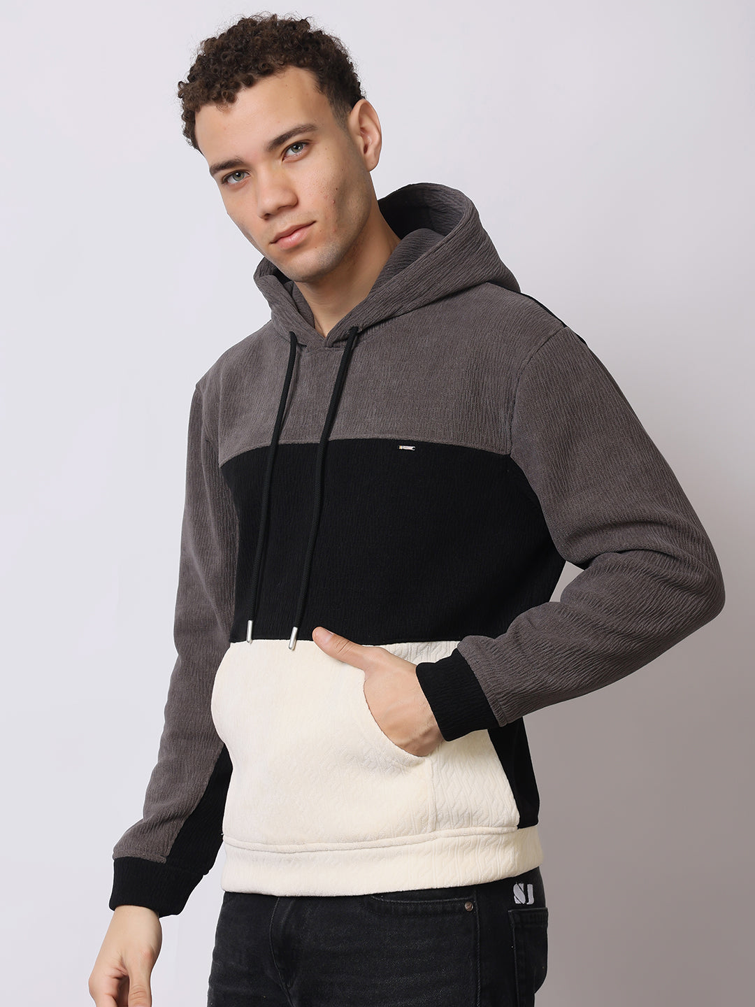 Stylox Men’s Colorblock Winter Hoodie – Warm Fleece Pullover with Kangaroo Pocket & Drawstring Hood