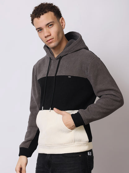 Stylox Men’s Colorblock Winter Hoodie – Warm Fleece Pullover with Kangaroo Pocket &amp; Drawstring Hood