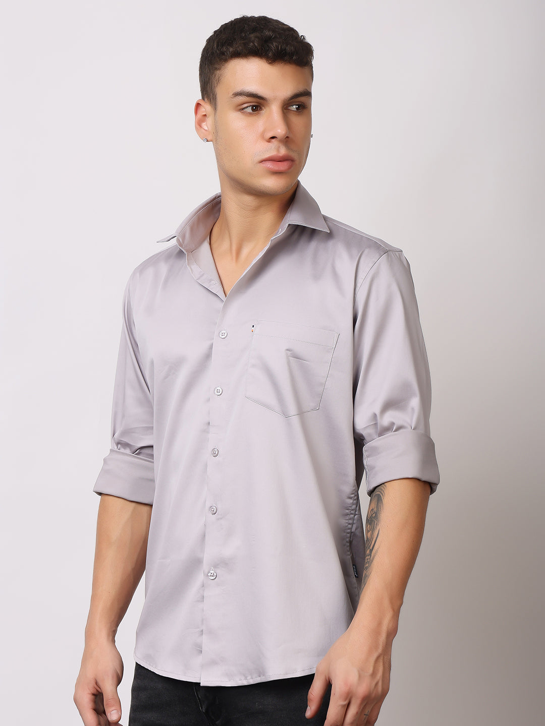 Stylox Men's Full Sleeve Solid Partywear Casual Shirt – Premium Shine Finish Cotton Blend Regular Fit Shirt for Stylish Evening & Occasion Wear - Stylox