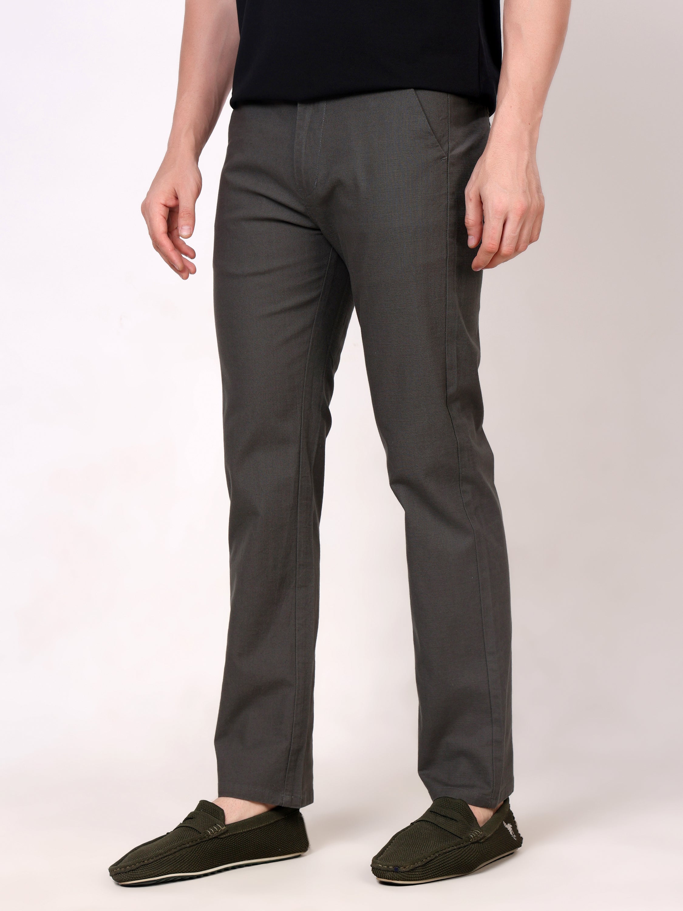 Stylox Men's Comfort Fit Non-Stretch Casual Trouser with Elastic Waist
