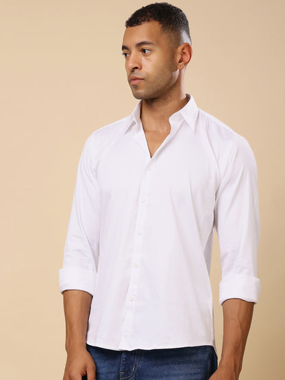 Stylox Men’s Satin Lycra Full Sleeve Solid Shirt – Classic Elegance with Modern Comfort