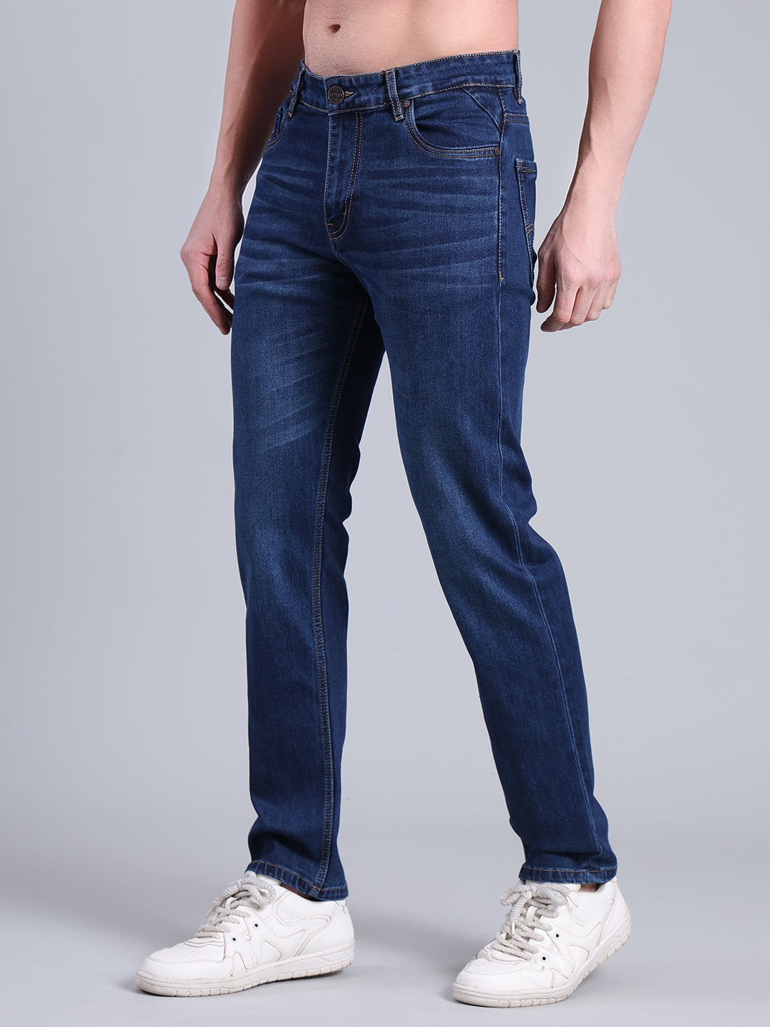 Stylox Men’s Comfort Fit Mid Rise Washed Denim Jeans - Stylox