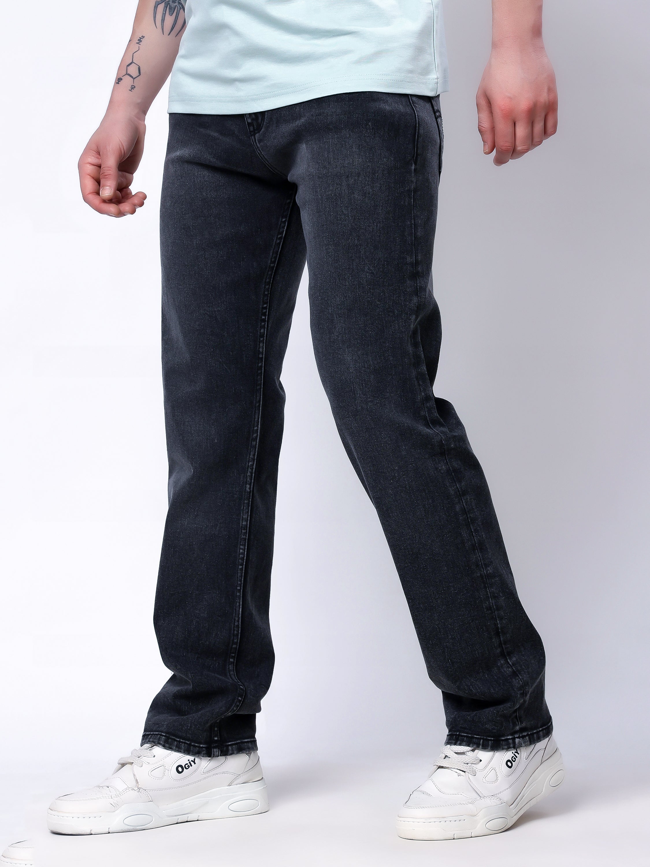 Stylox Men’s Comfort Fit Stretchable Denim Jeans-Mid Grey