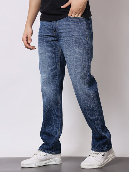 Stylox Men’s Relaxed Fit Cracked Wash Denim Jeans | Trendy Heavy Washed Straight Fit Jeans for Streetwear Style - Stylox