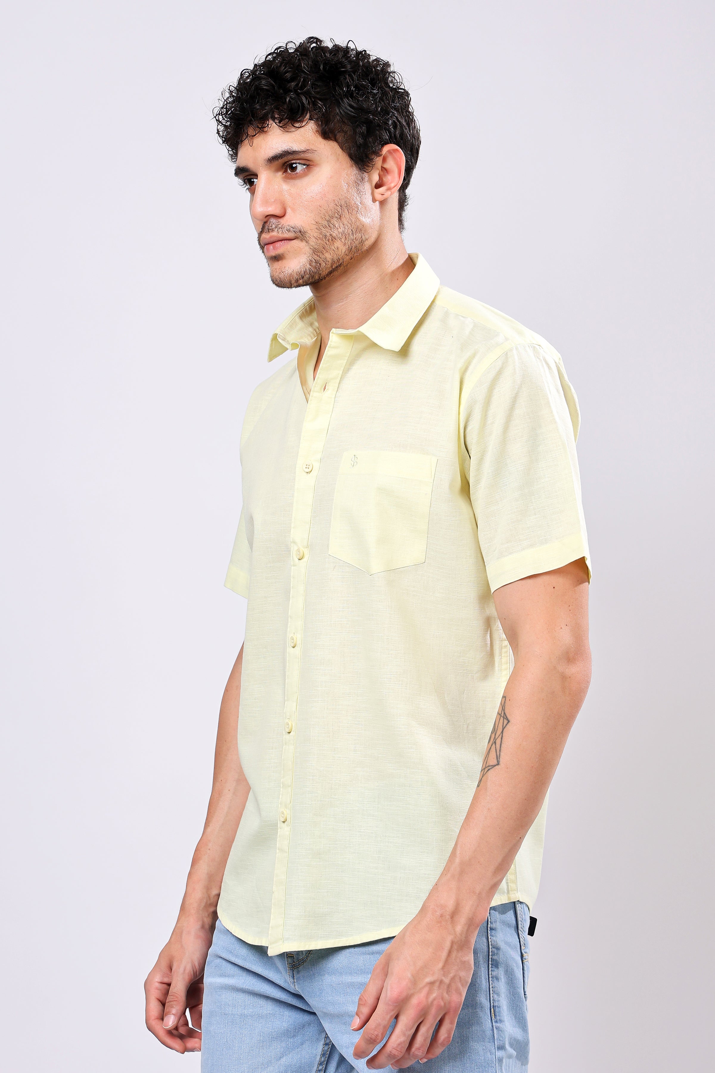 Stylox Men's Half Sleeve Solid Casual Shirt – Comfortable Cotton Blend Shirt for Smart Everyday Style - Stylox