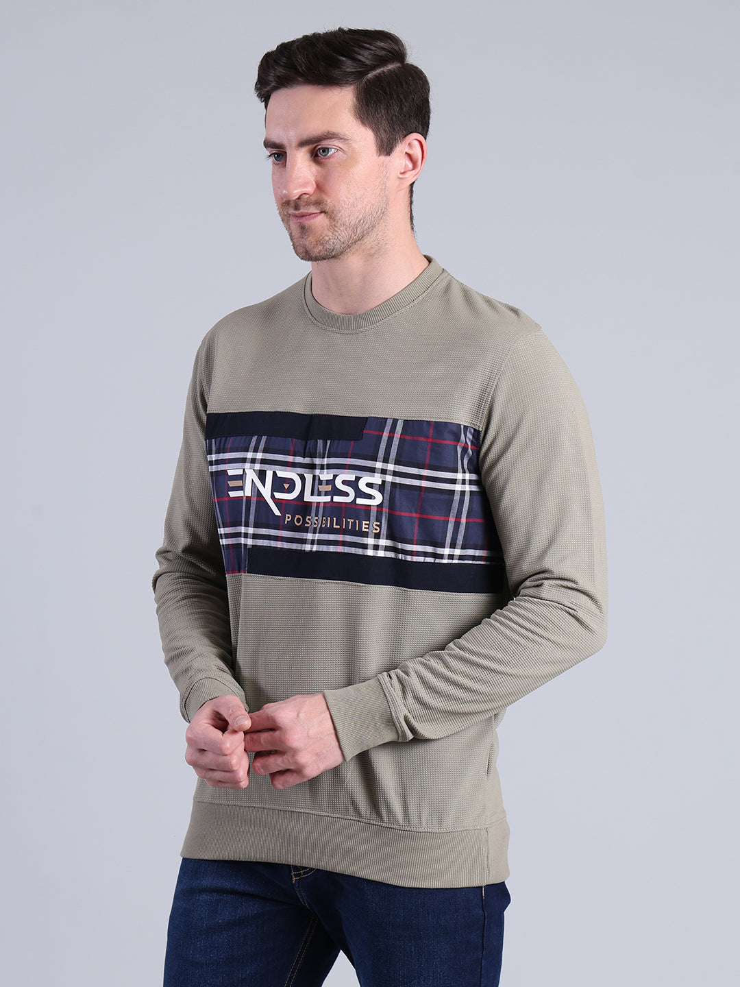 Stylox Men’s Printed Sweatshirt | Crew Neck Sweatshirt with Chest Print | Full Sleeve Casual Winter Wear