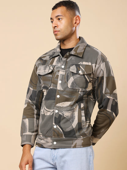 Stylox Men’s Printed Full Sleeve Jacket with Button Closure – Bold Style, Effortless Comfort