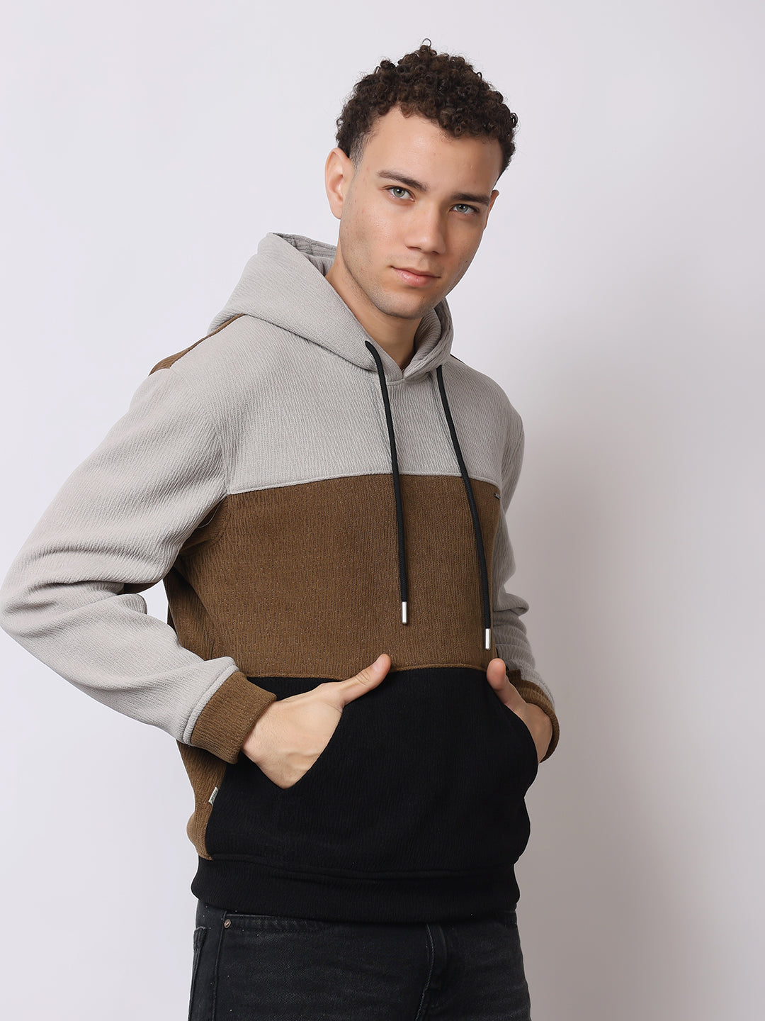 Stylox Men’s Colorblock Winter Hoodie – Warm Fleece Pullover with Kangaroo Pocket & Drawstring Hood