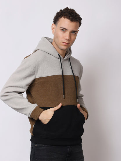 Stylox Men’s Colorblock Winter Hoodie – Warm Fleece Pullover with Kangaroo Pocket &amp; Drawstring Hood