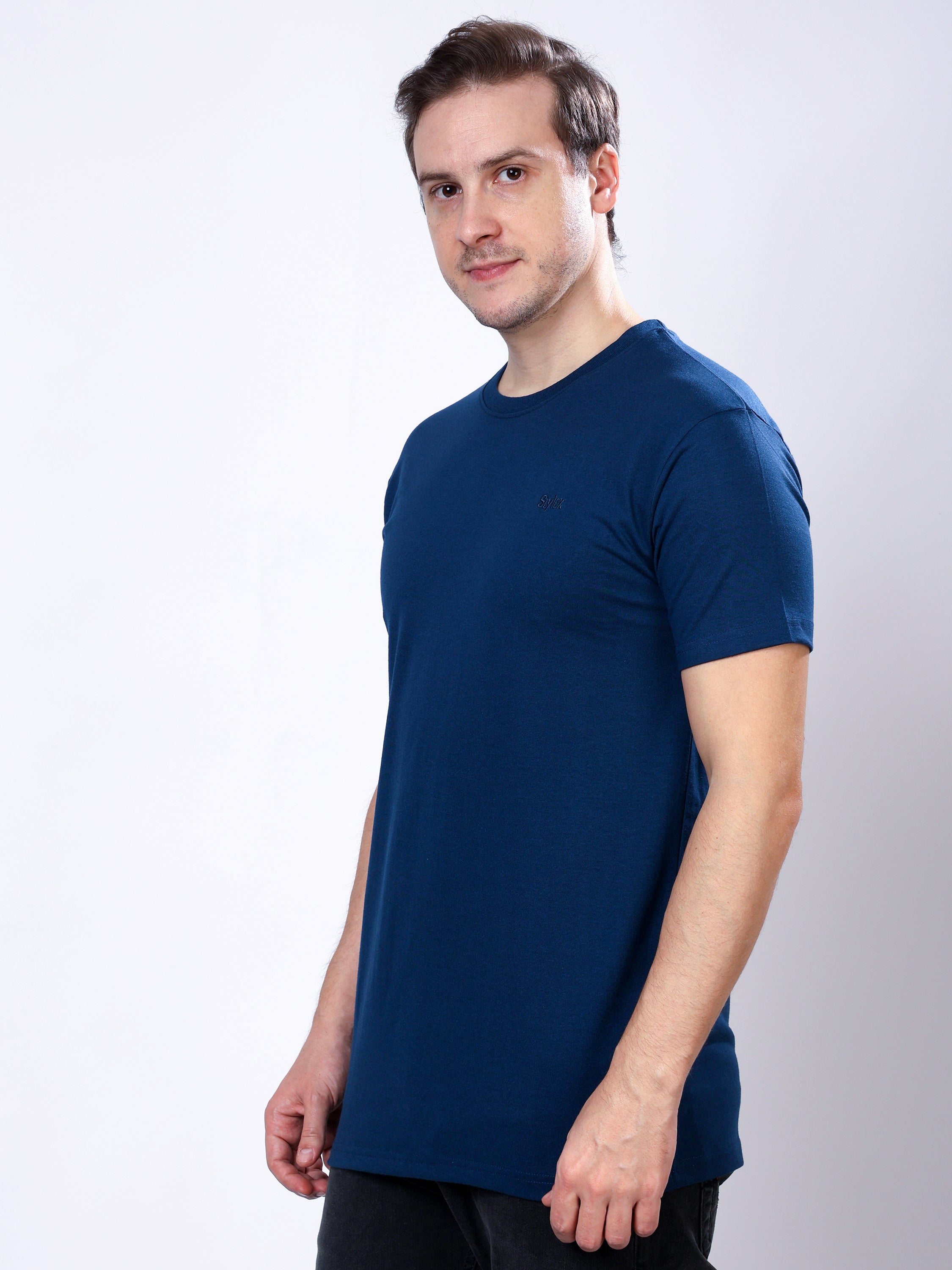 Stylox Men’s Solid Round Neck T-Shirt | Classic Cotton Casual Crew Neck Tee - Stylox