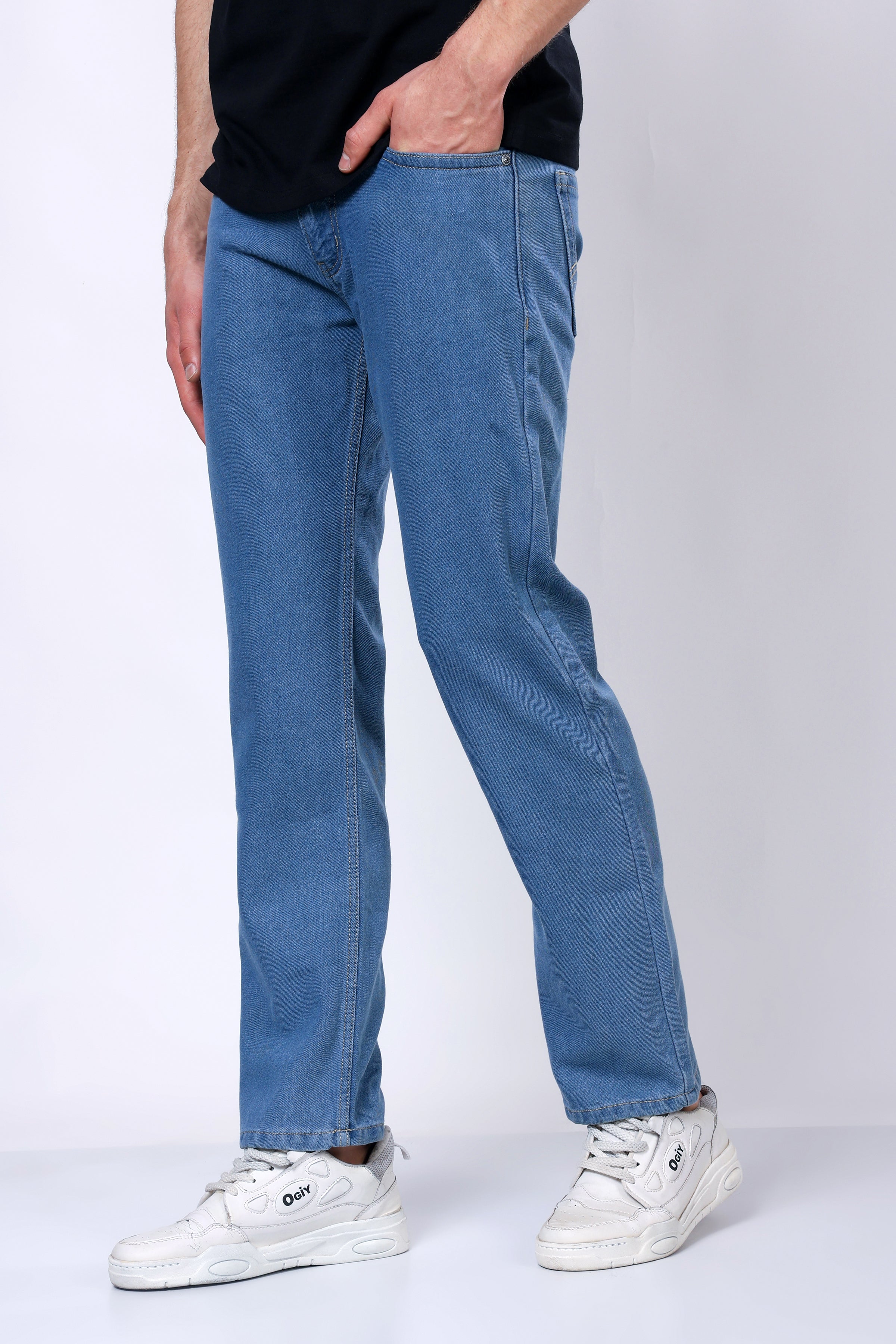 Stylox Men’s Mid-Rise Comfort Fit Mid Dark Blue Non-Stretch Denim Jeans - Stylox