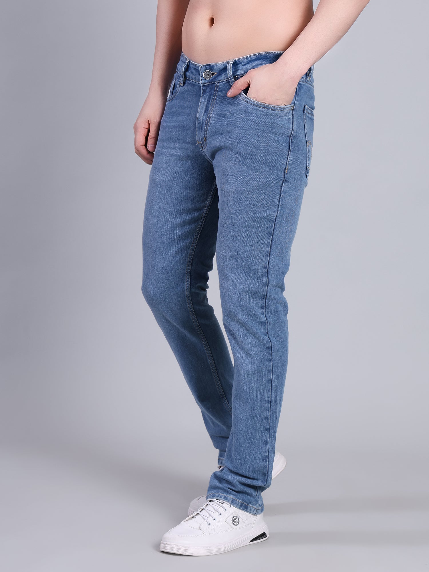 Stylox Men’s Slim Fit Mid Rise Stretchable Casual Denim Jeans-Mid Light Blue - Stylox