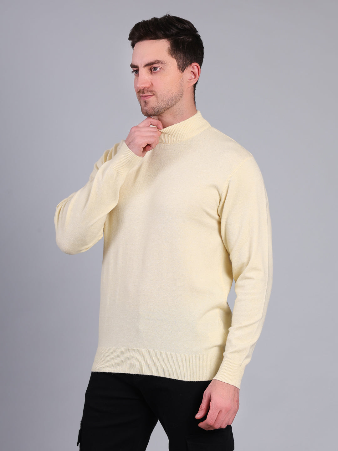 Stylox Men’s Solid Winter Sweater | Premium Knit Mock Neck Pullover for Men | Warm & Soft Full Sleeve Sweater - Stylox