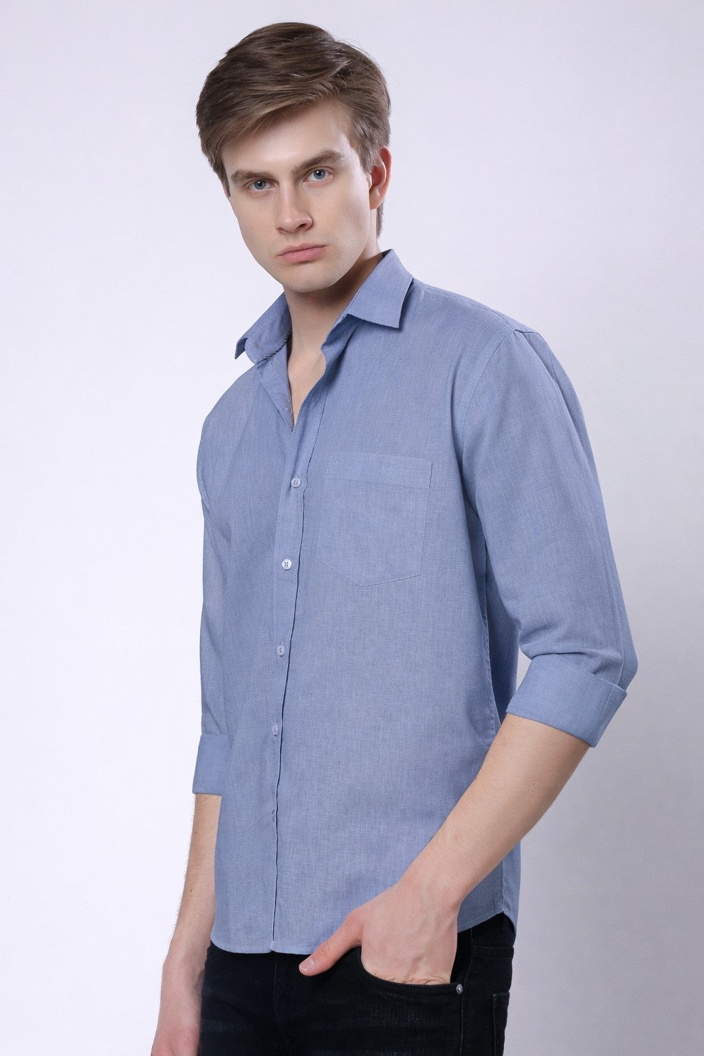 Stylox Men’s Regular Fit Full Sleeve Solid Casual Shirt - Stylox