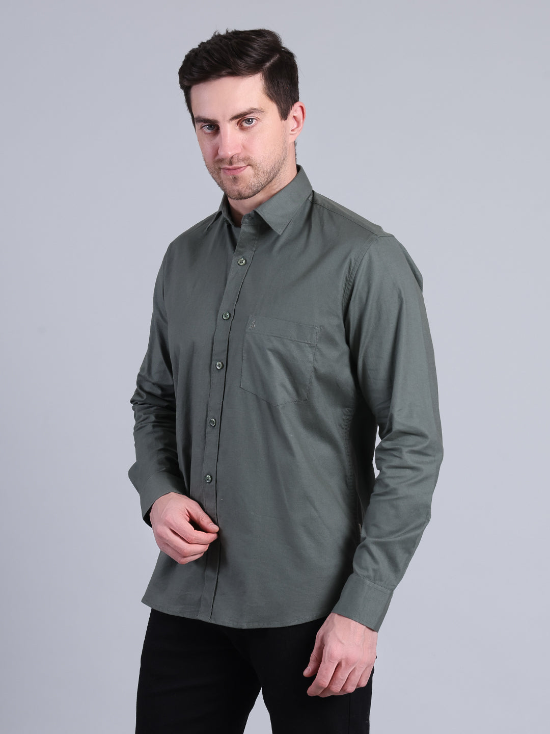 Stylox Men’s Solid Casual Shirt | Full Sleeve Regular Fit Shirt for Everyday Wear