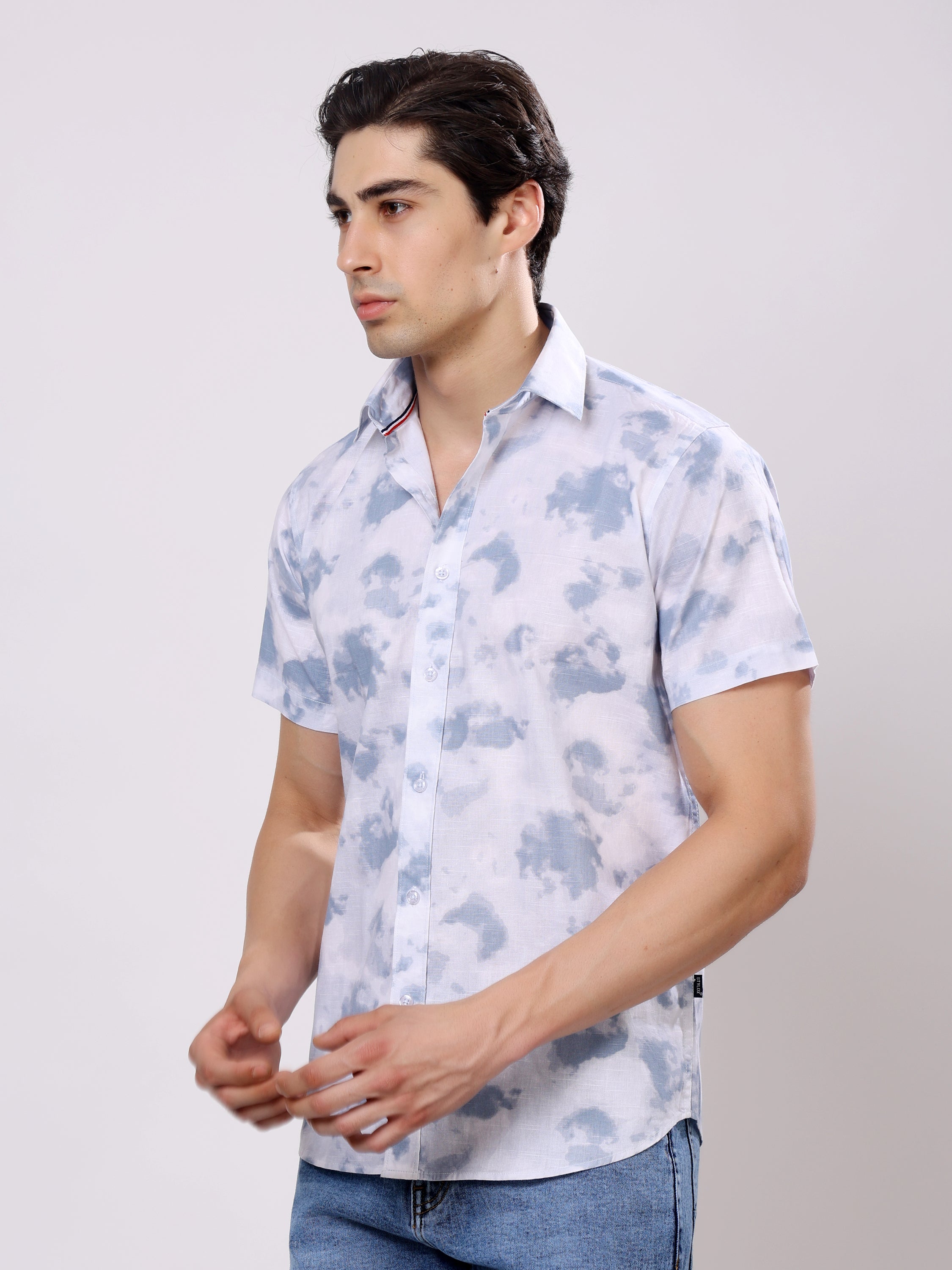 Stylox Men’s Regular Fit Half Sleeve Stylish Tie-Dye Printed Casual Shirt - Stylox