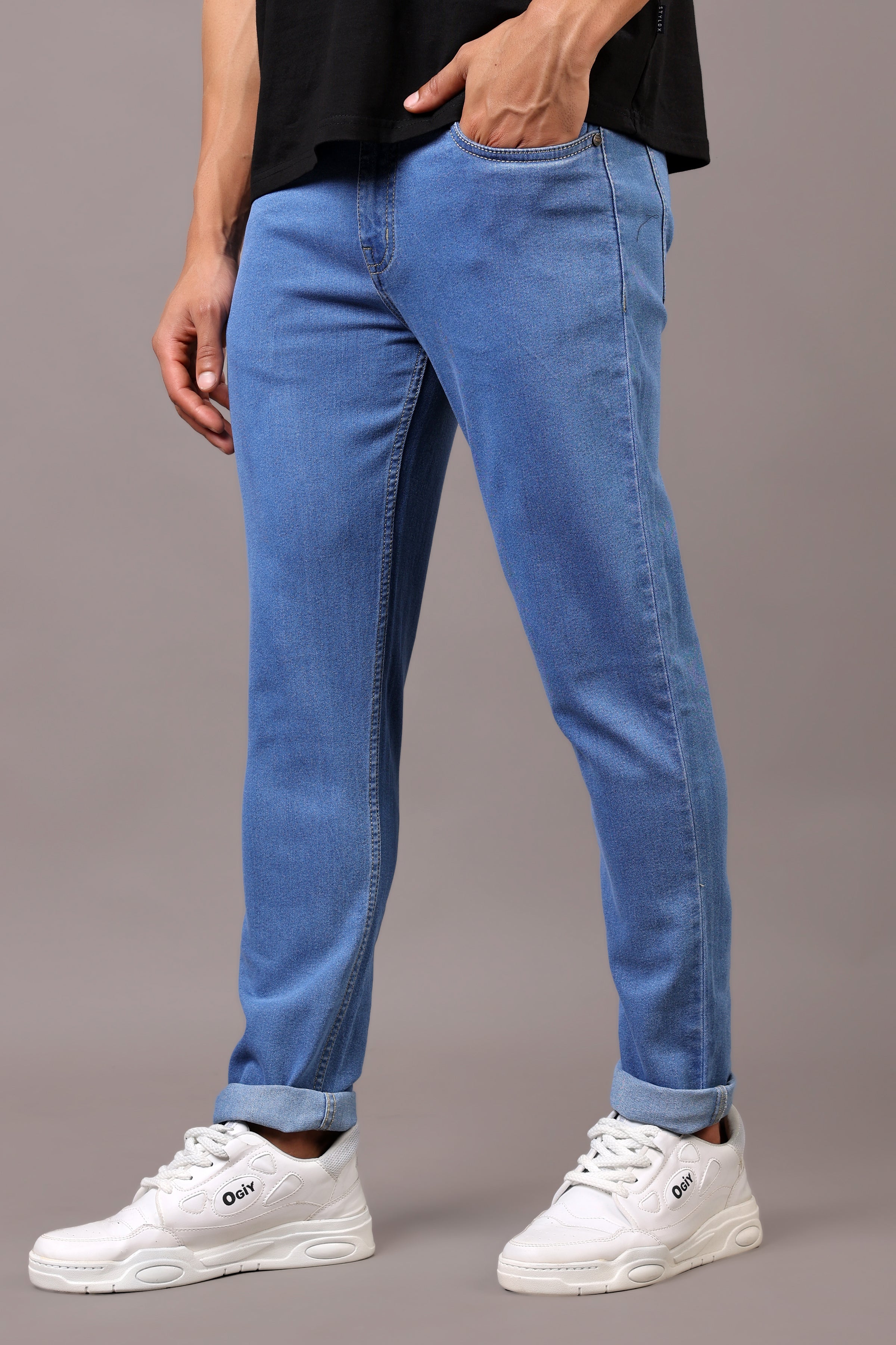 Stylox Men’s Slim Fit Mid-Rise Denim Jeans - Stylox