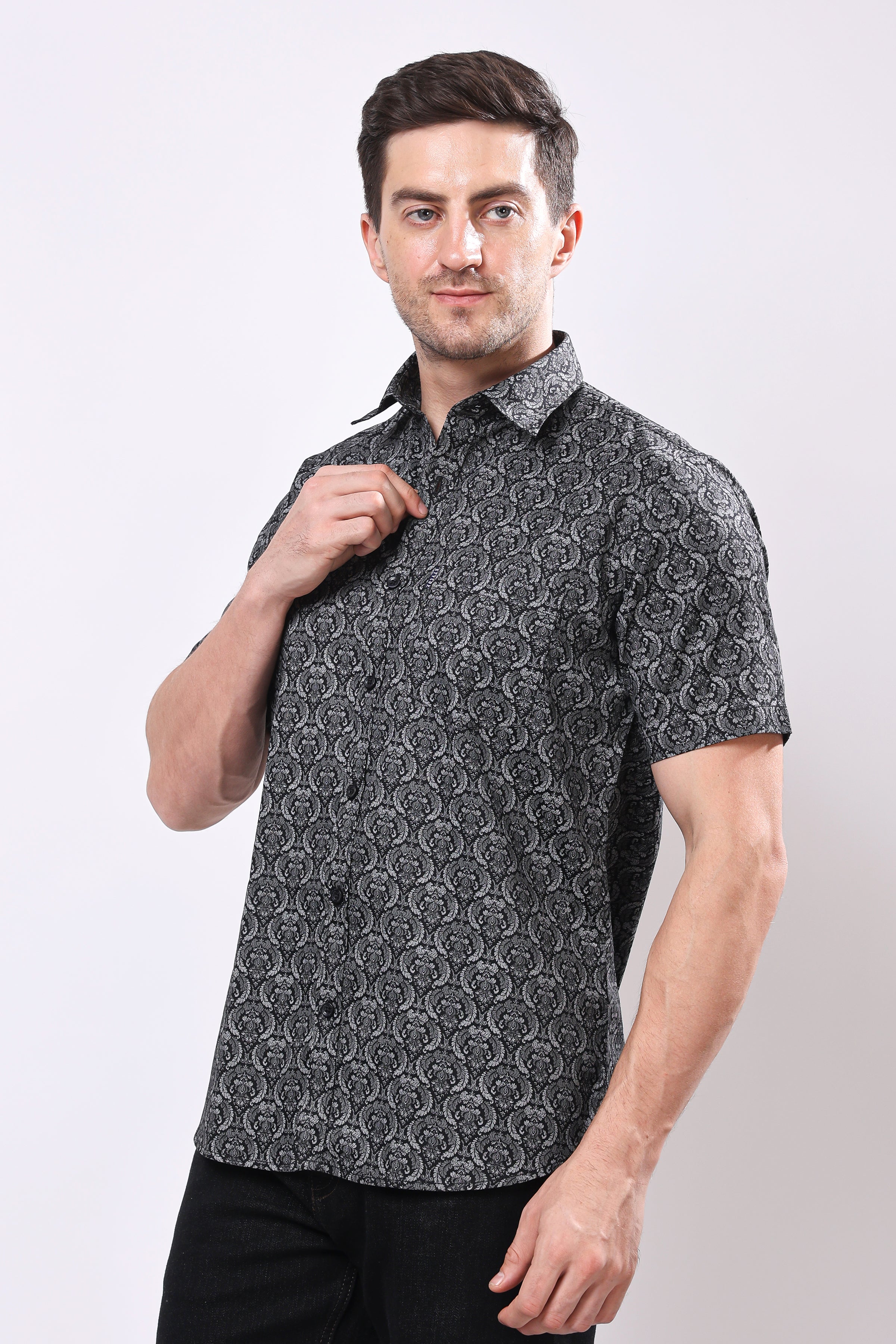 Stylox Men's Half Sleeve Floral Printed Casual Shirt – Trendy Cotton Blend Regular Fit Summer Shirt for Stylish Everyday Wear - Stylox