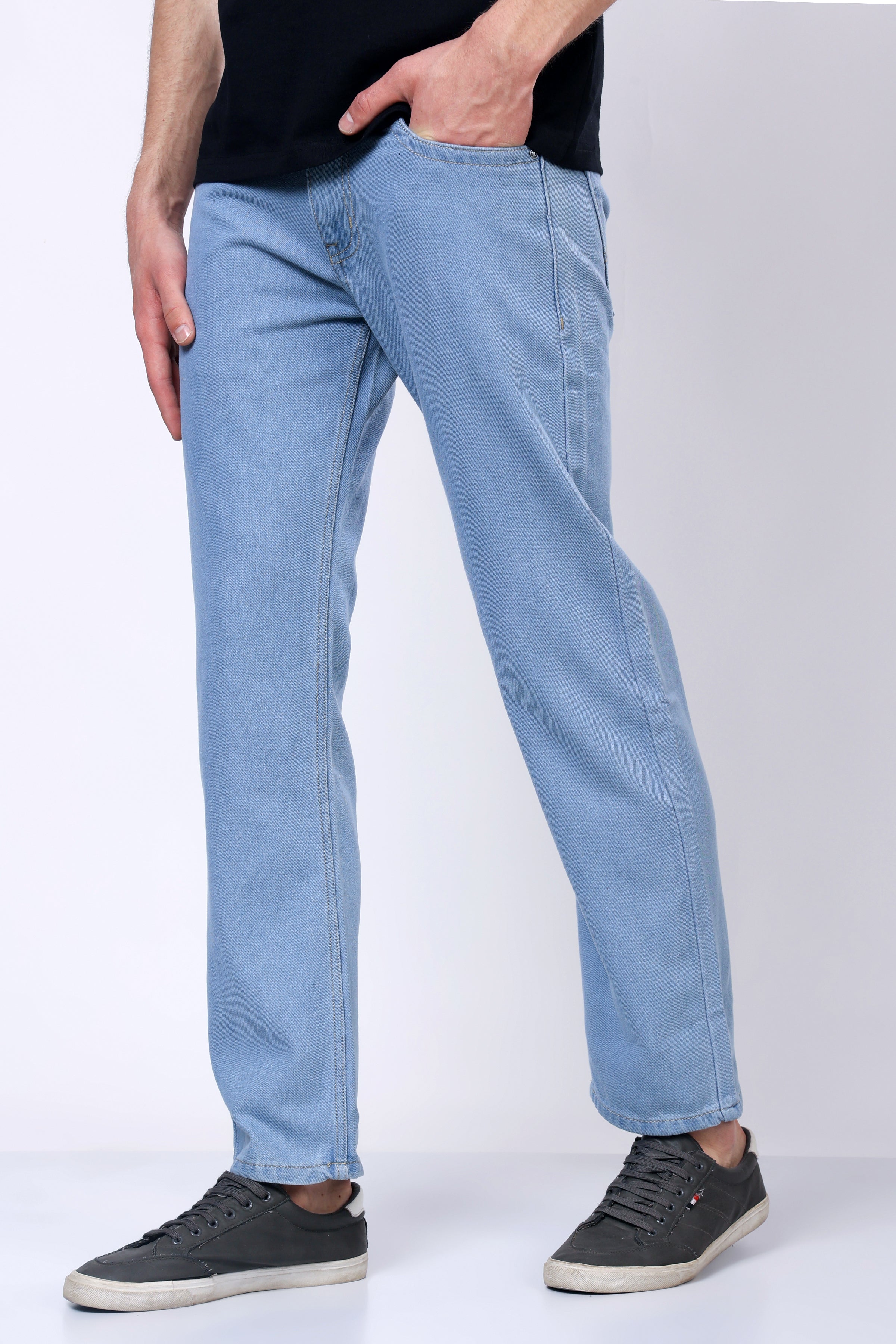 Stylox Men’s Mid-Rise Comfort Fit Light Blue Non-Stretch Denim Jeans - Stylox