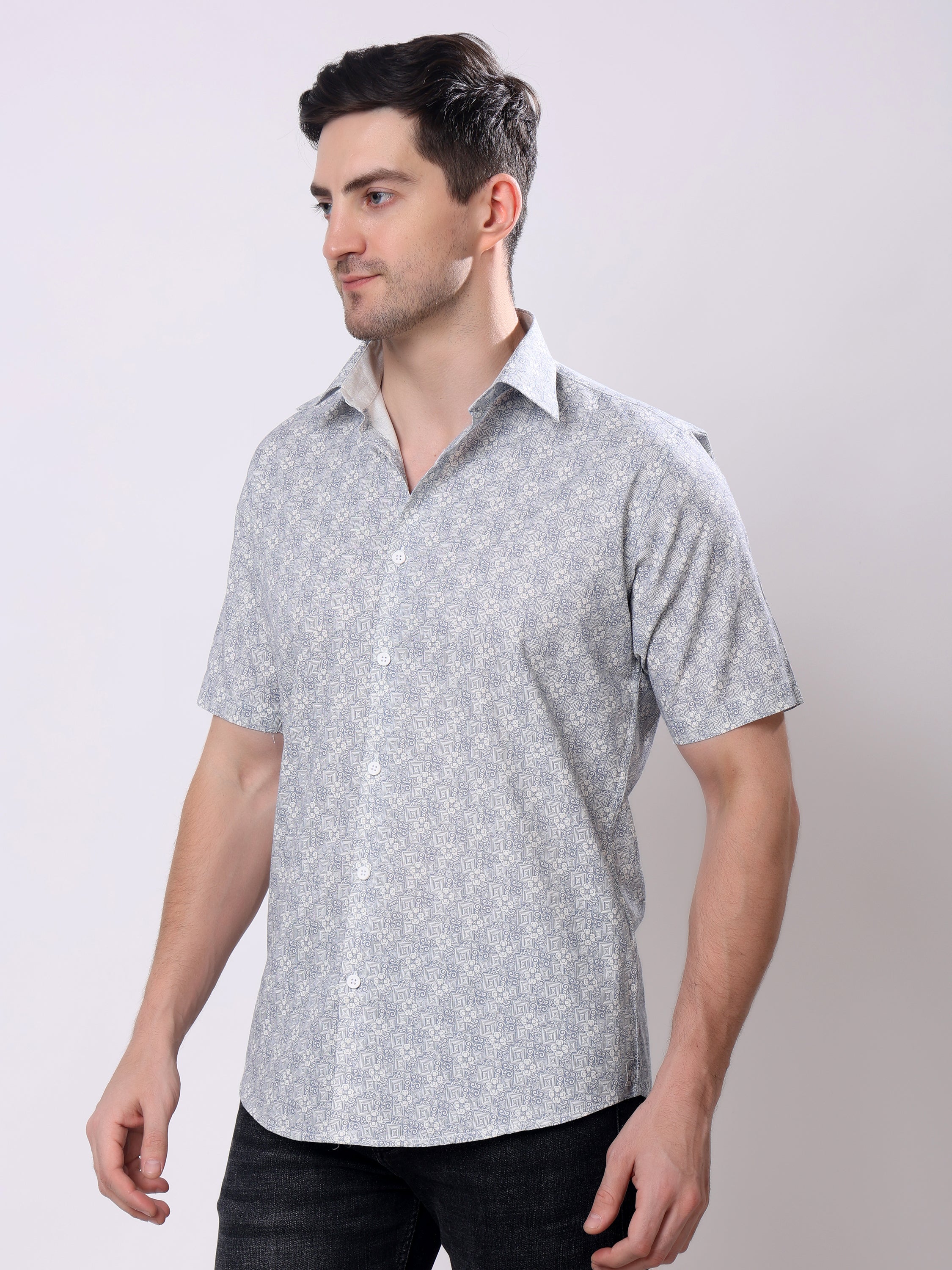 Stylox Men’s Regular Fit Half Sleeve Abstract print Summer Casual Shirt - Stylox