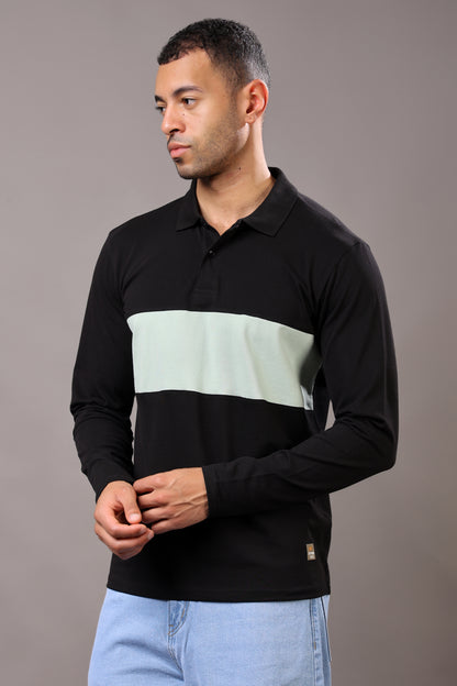 Stylox Men’s Long Sleeve Polo T-Shirt with Cut &amp; Sew Design