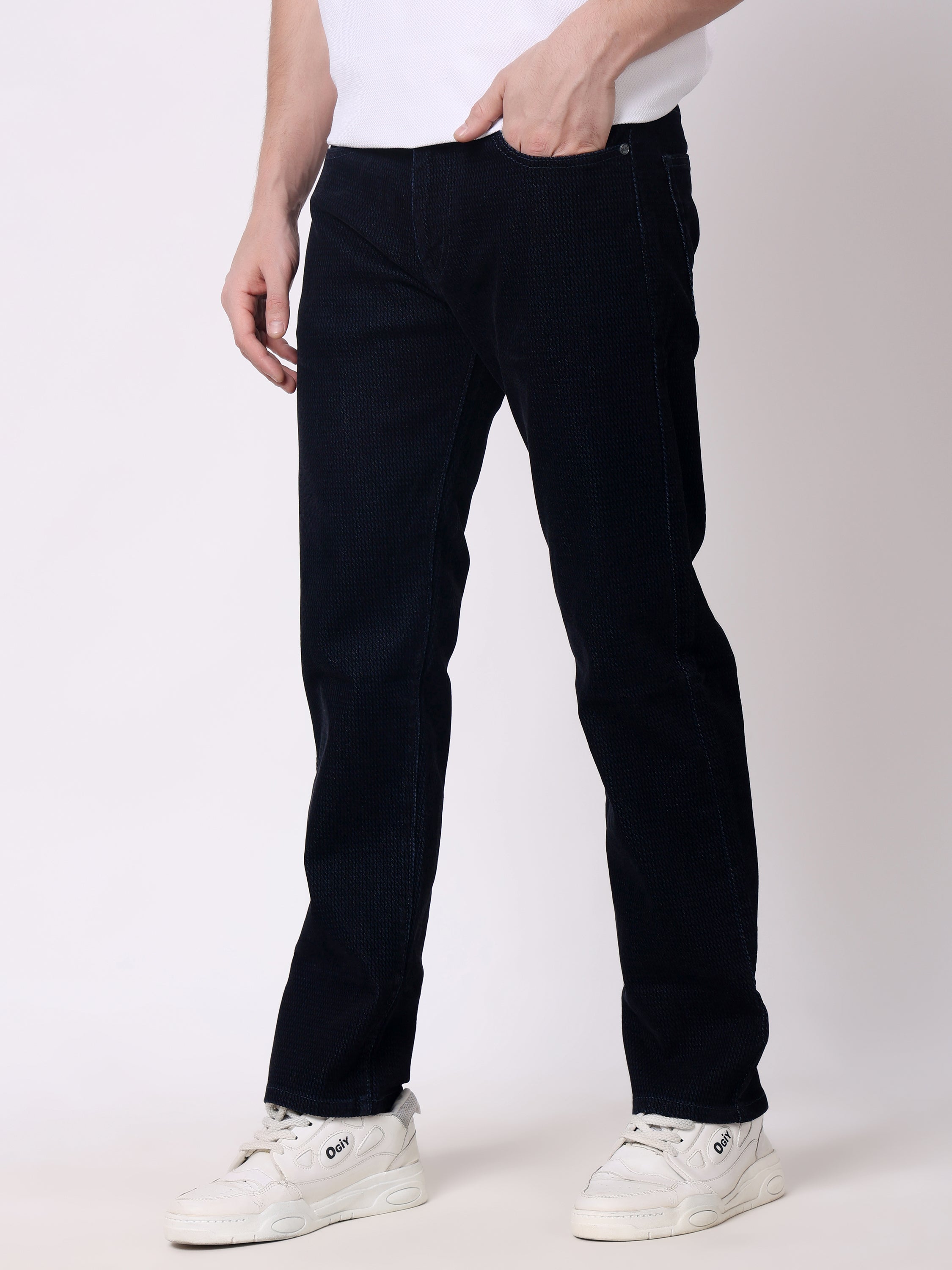 Stylox Men’s Premium Stretchable Comfort Fit Textured Denim Jeans - Stylox