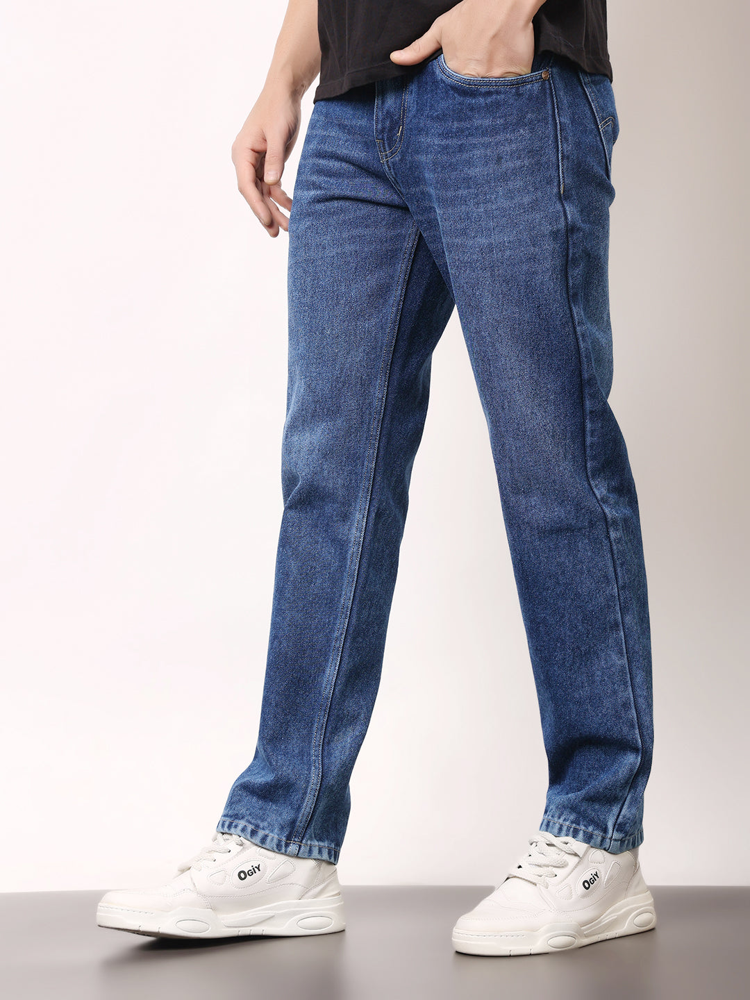 Stylox Men’s Relaxed Fit Solid Jeans | Comfortable Denim Casual Wear for Everyday Style (Greenish Blue) - Stylox