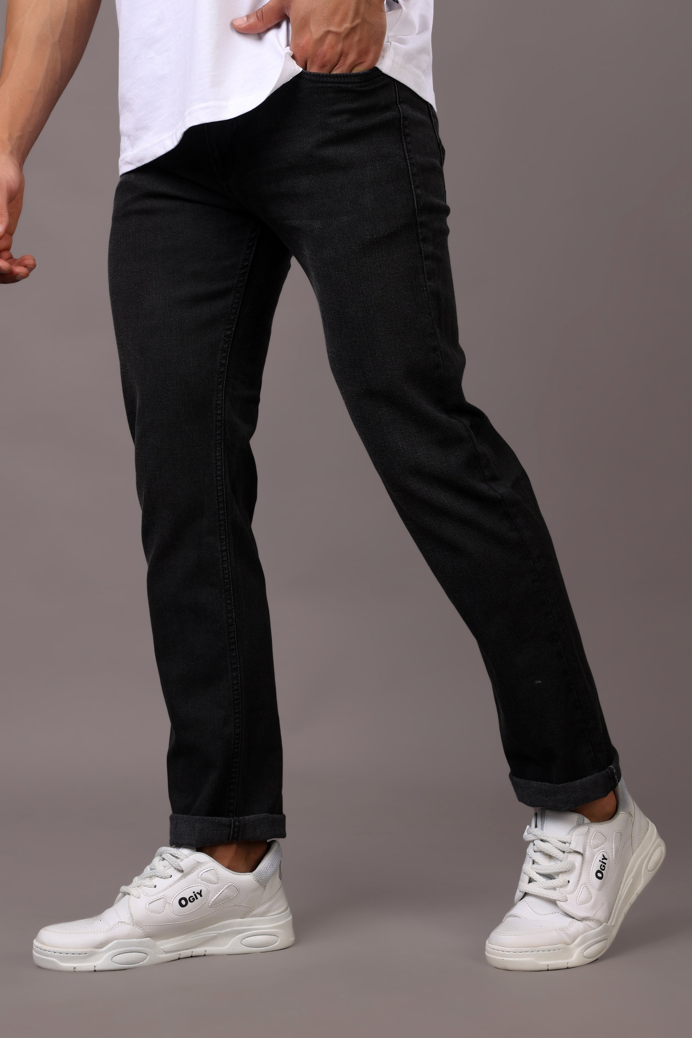 Stylox Men’s Comfort Fit Denim Jeans - Mid Grey & Dark Grey,