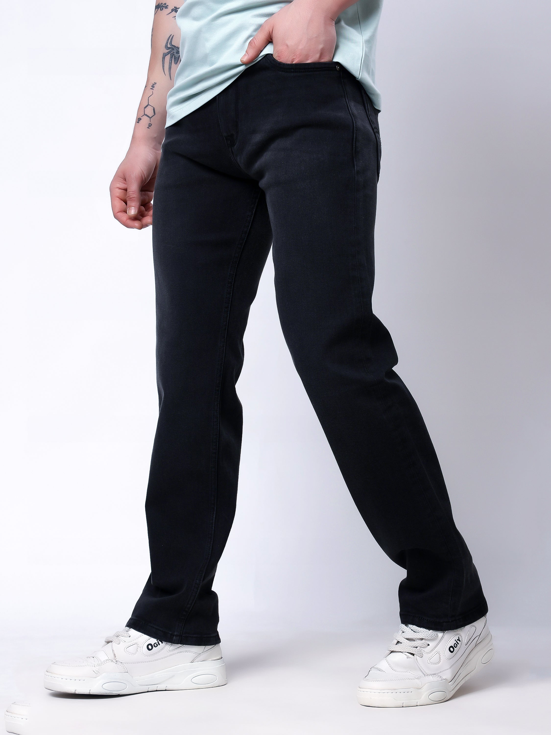 Stylox Men’s Comfort Fit Stretchable Denim Jeans-Dark Grey