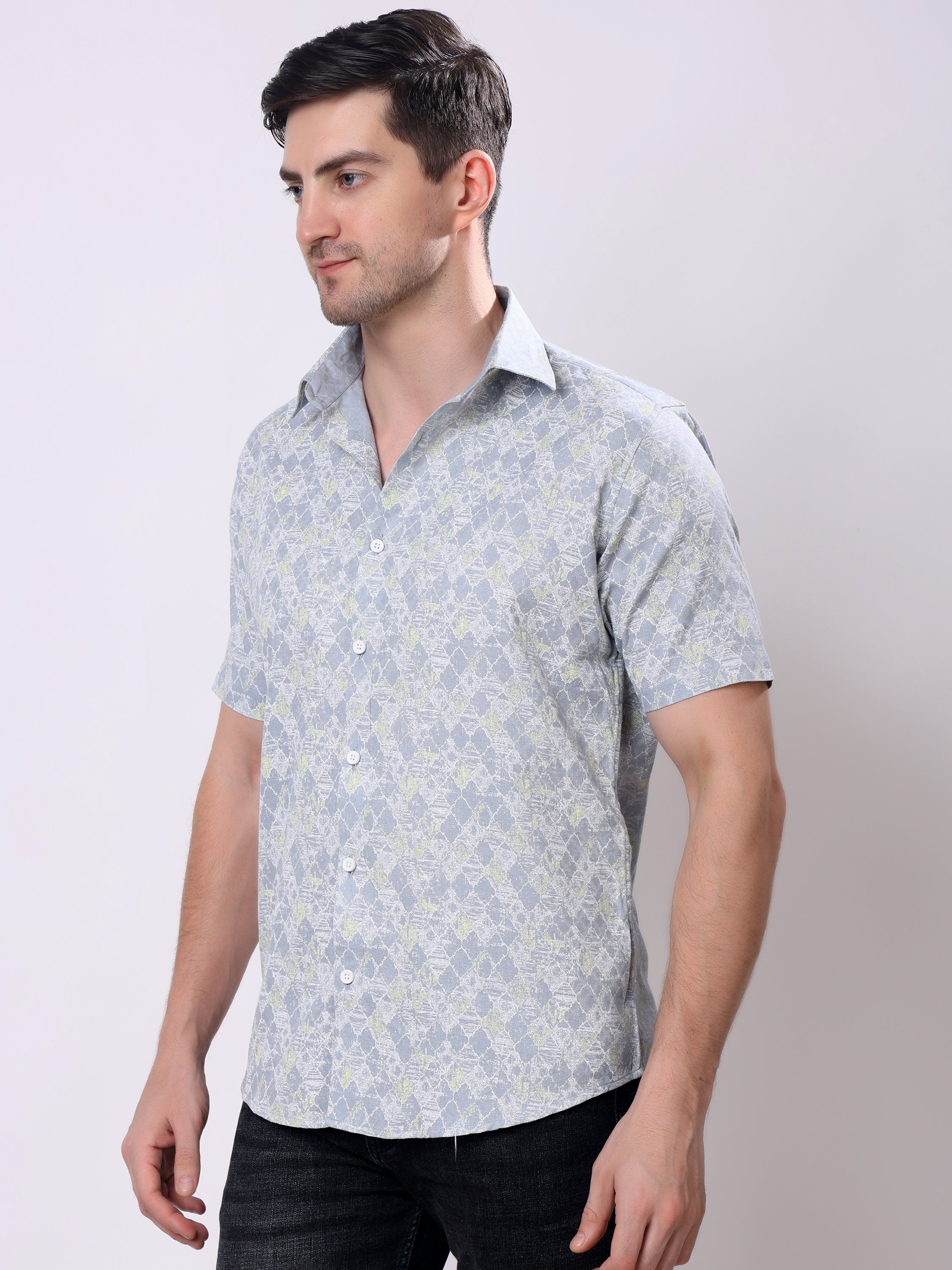Stylox Men’s Regular Fit Half Sleeve Abstract print Casual Shirt - Stylox