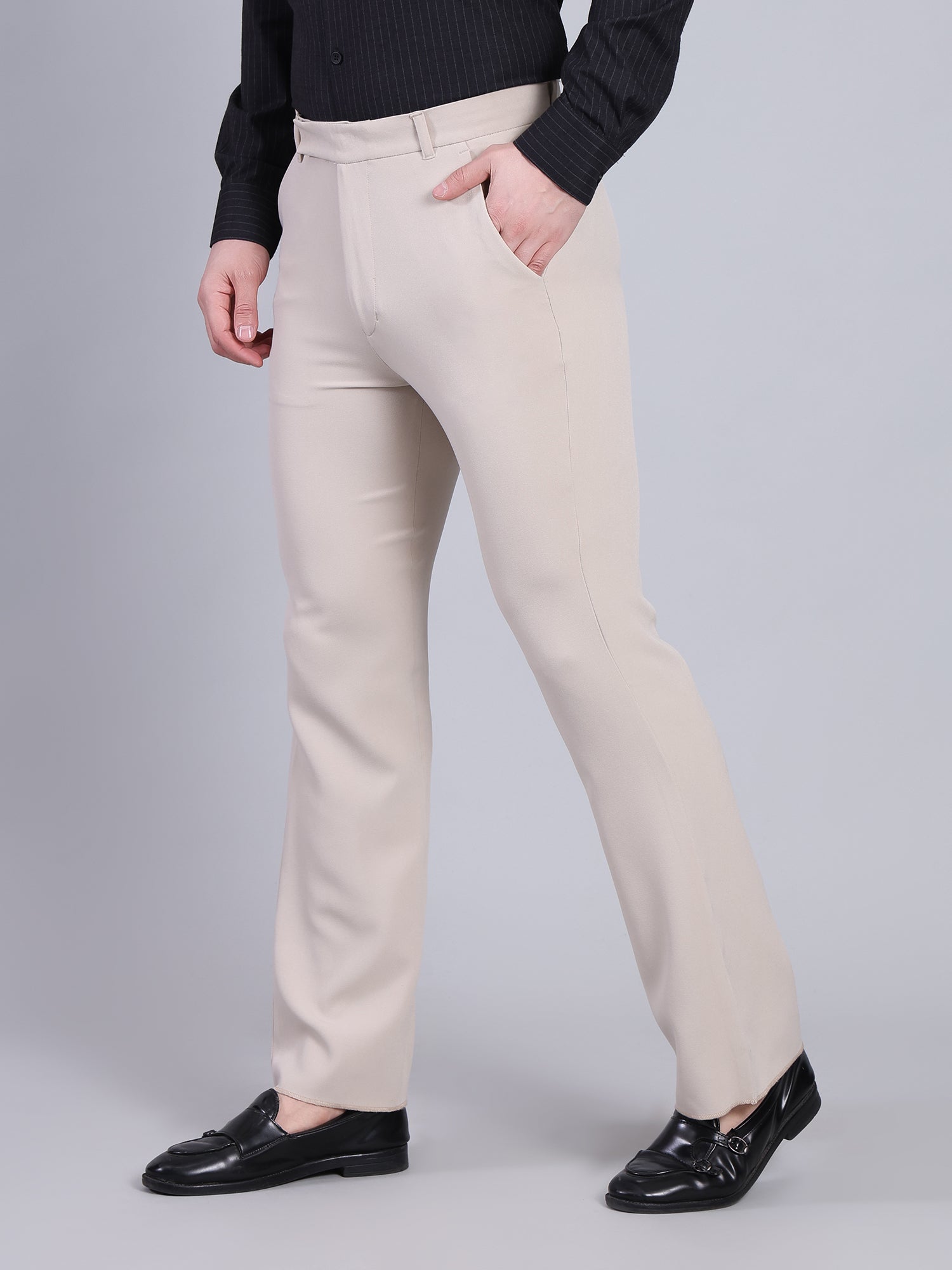 Stylox Men’s Bootcut Formal Trousers-Sand - Stylox