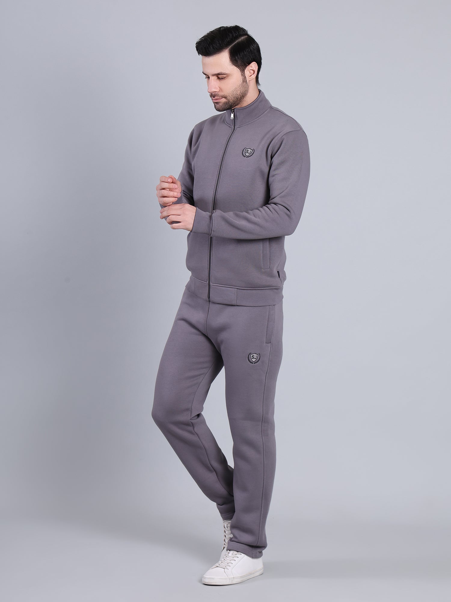 Stylox Men’s Solid Tracksuit Set with Zip-Up Jacket &amp; Joggers – Winter Athleisure Wear