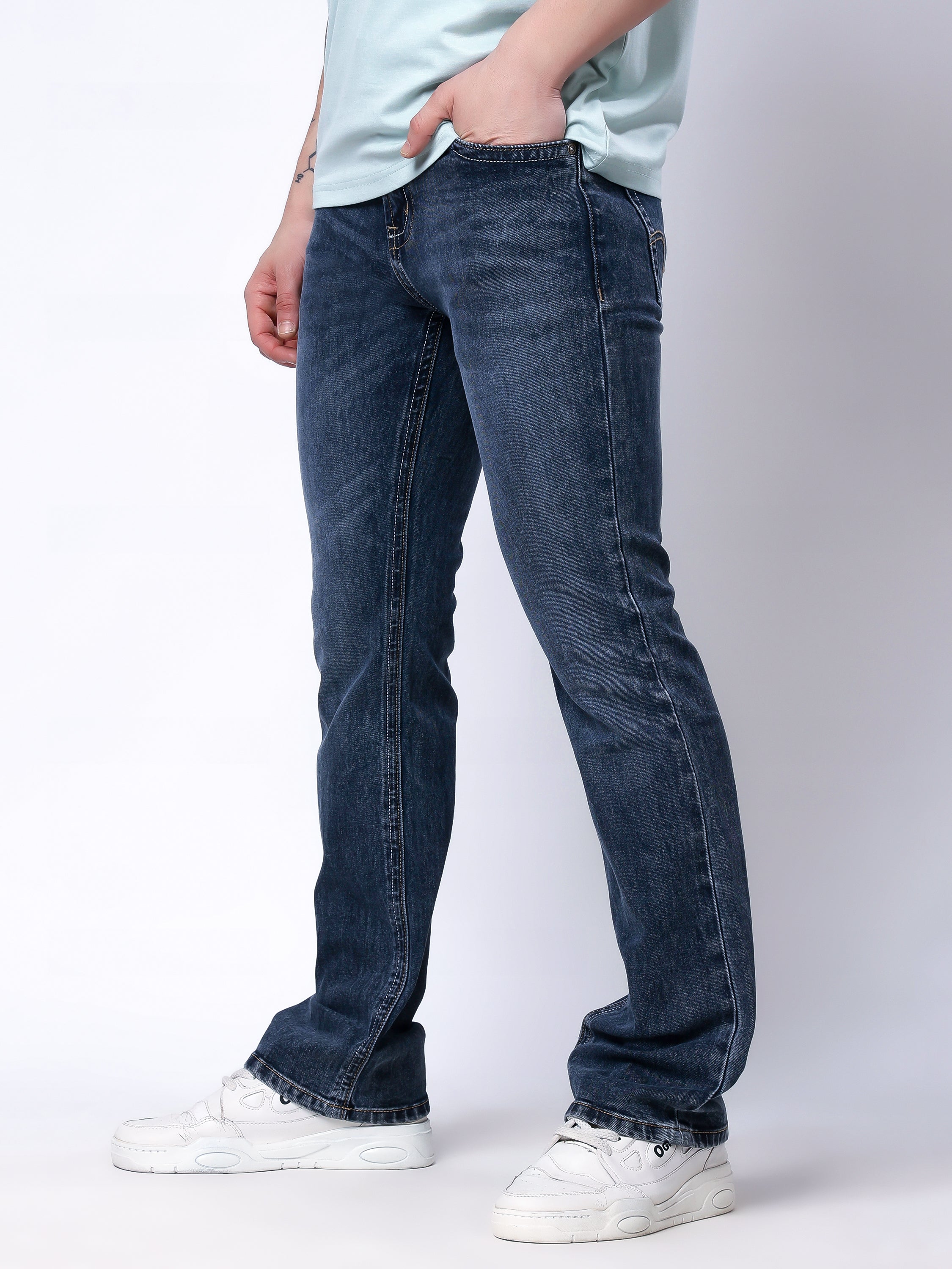 Stylox Men's Bootcut Fit Stretchable Denim Jeans-Grey - Stylox