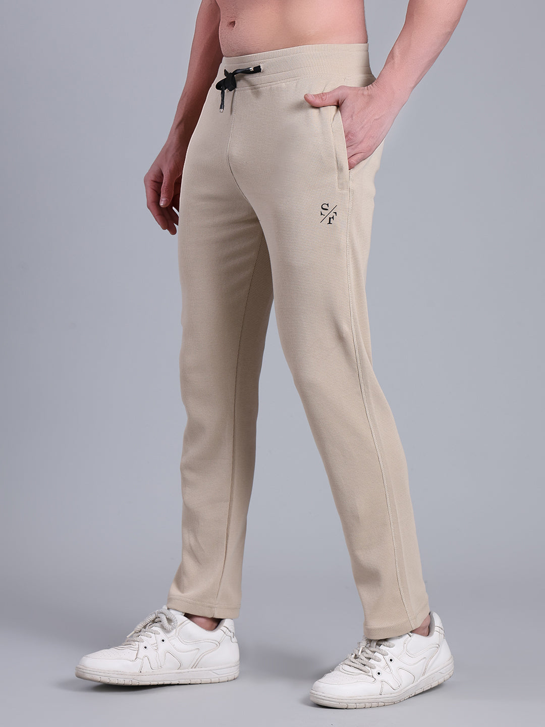 Stylox Men’s Textured Regular Fit Trackpants | Cotton Blend Stretch Joggers with Elastic Waist & Drawstring