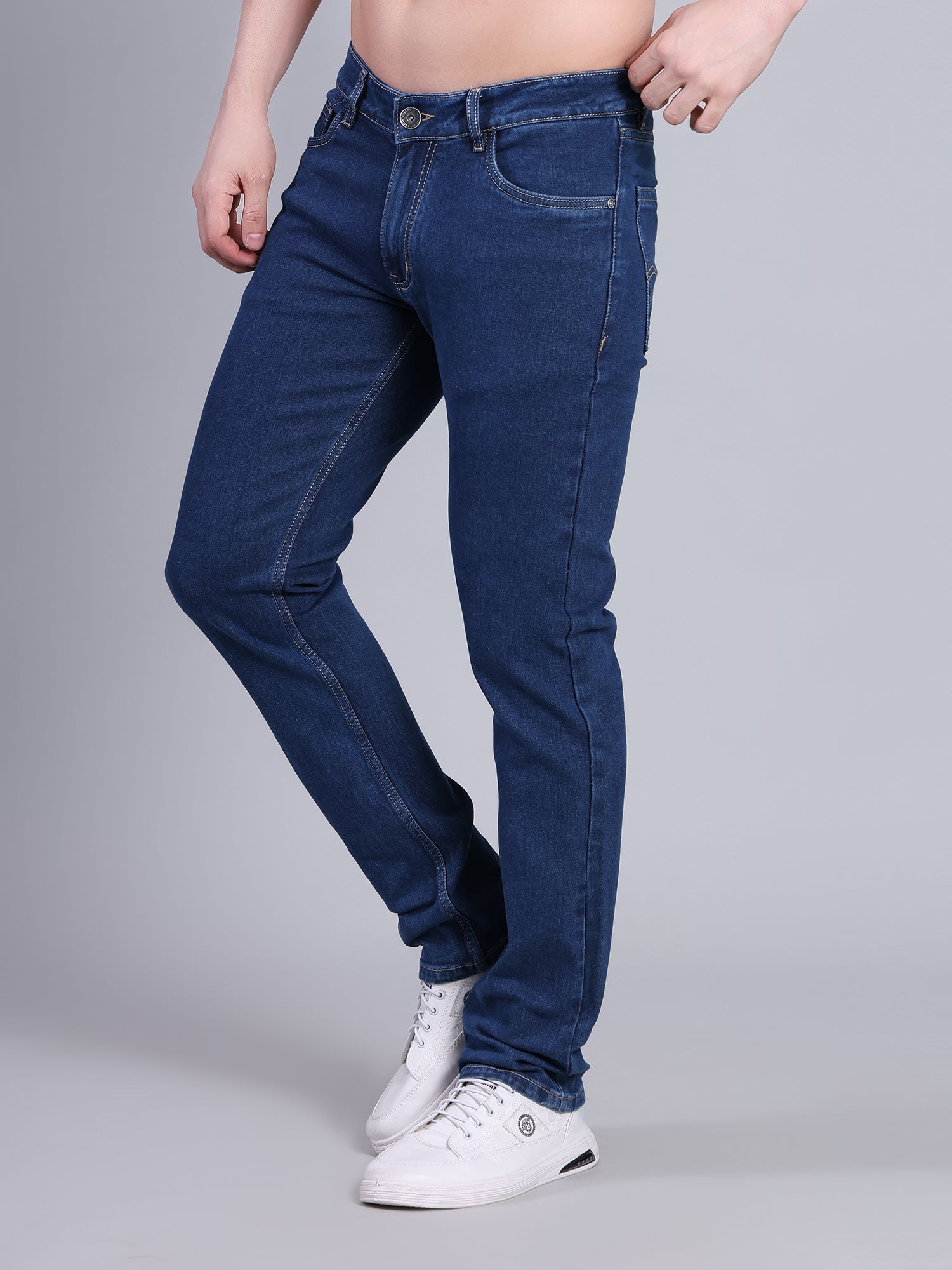 Stylox Men’s Slim Fit Mid Rise Stretchable Casual Denim Jeans-Dark Blue - Stylox