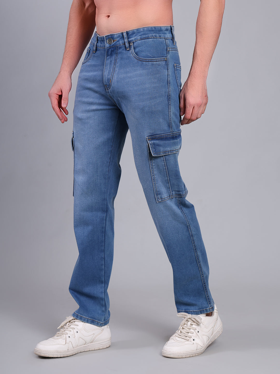 Stylox Men’s Cargo Jeans | Utility Denim with Multiple Pockets | Regular Fit Stretch Cargo Jeans for Men - Stylox