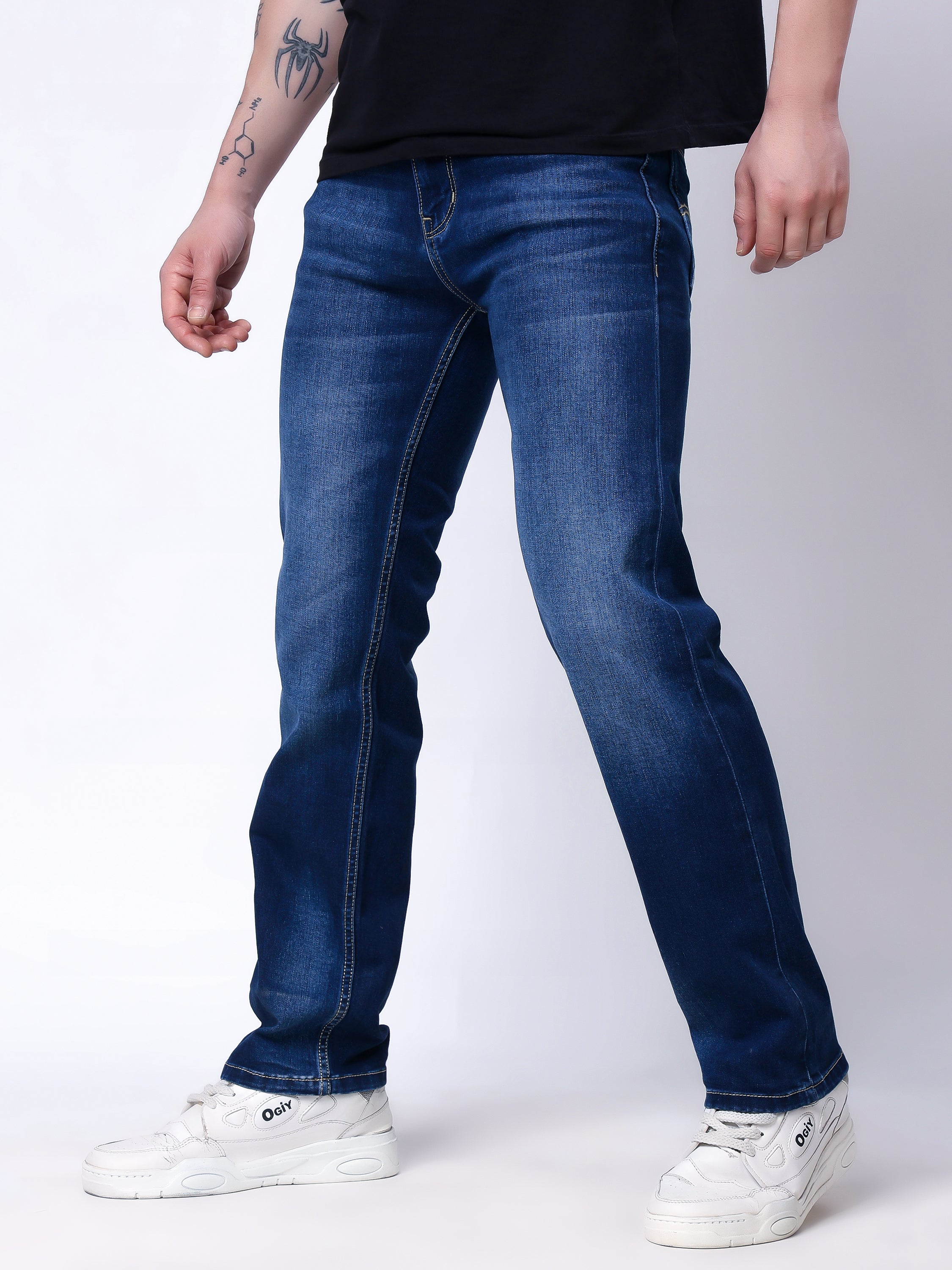 Stylox Men’s Comfort Fit Stretchable Denim Jeans-Dark Blue - Stylox