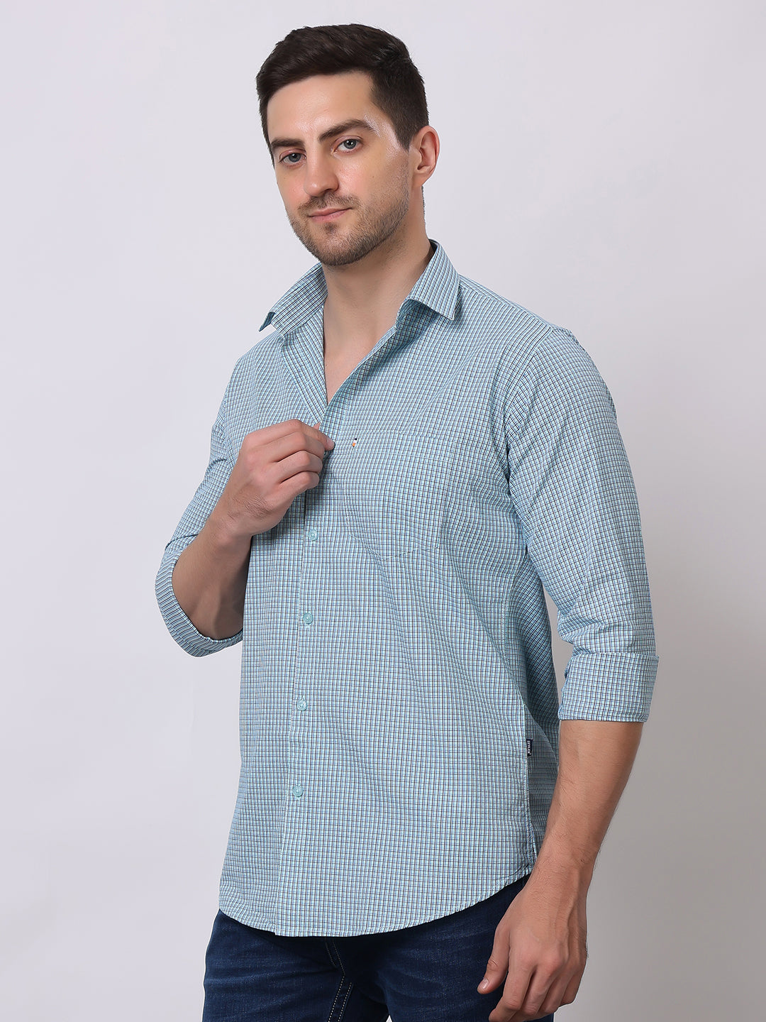 Stylox Men's Full Sleeve Check Casual Shirt – Premium Cotton Blend Regular Fit Checked Shirt for Trendy Everyday & Office Wear