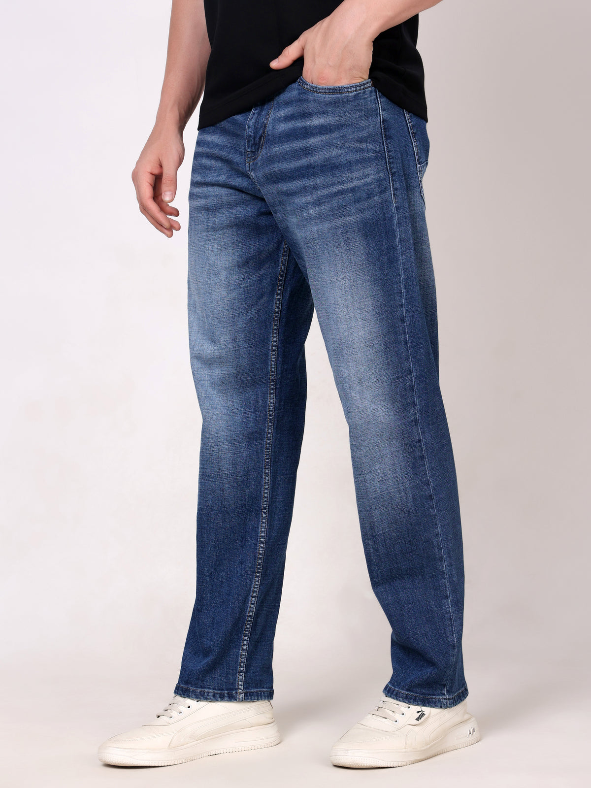 Stylox Men's Relaxed Fit Mid-Rise Stretchable Denim Jeans