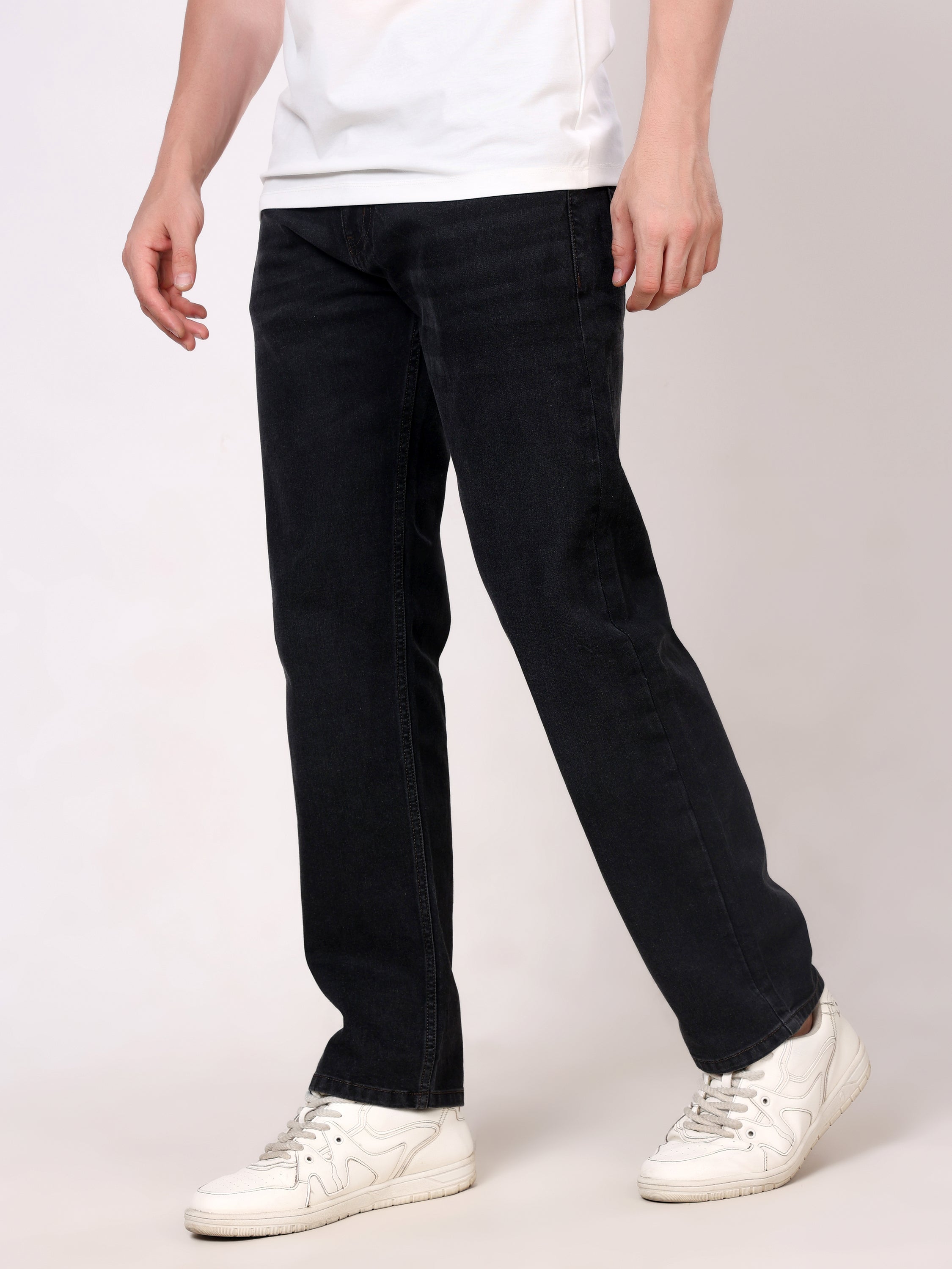 Stylox Men’s Comfort Fit Stretchable Denim Jeans-Dark Grey