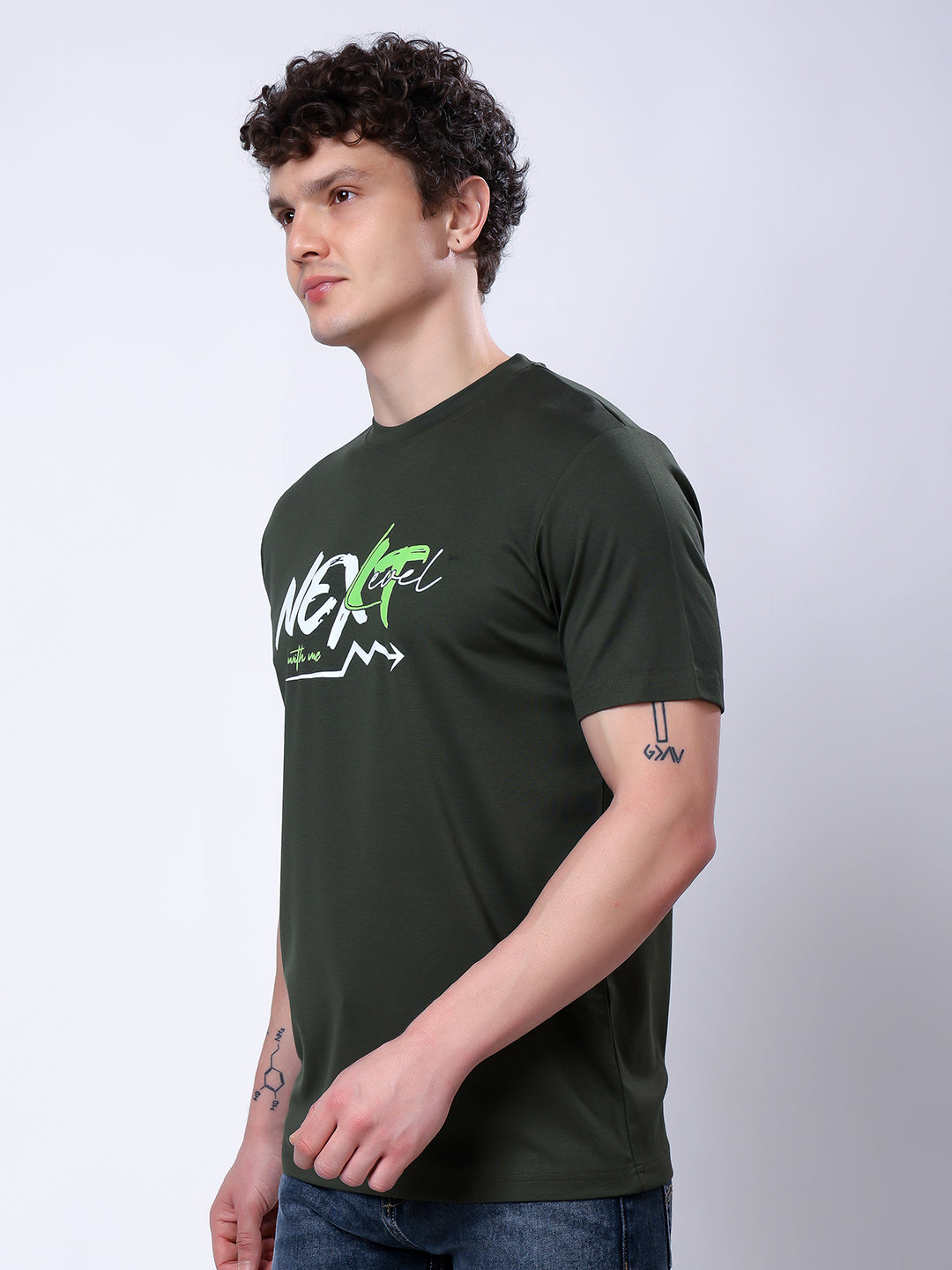 Stylox Next Level Motivational Graphic T-Shirt for Men-Olive - Stylox