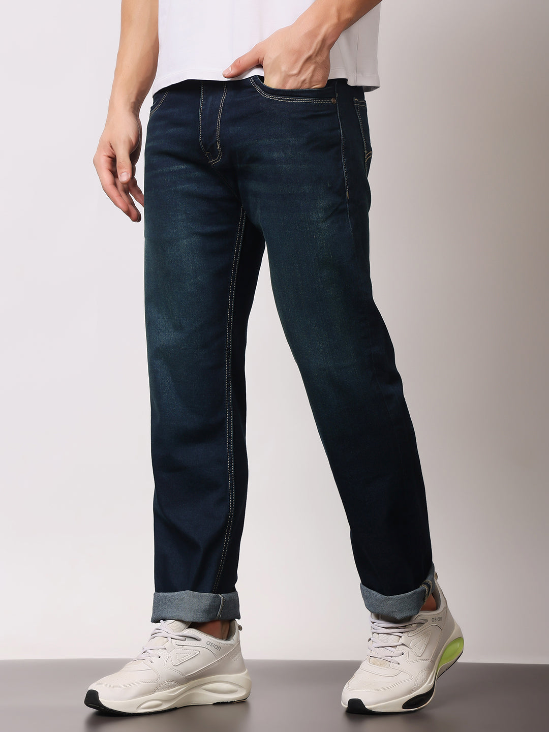 Stylox Men’s Comfort Fit Mid-Rise Premium Stretchable Solid Jeans - Stylox