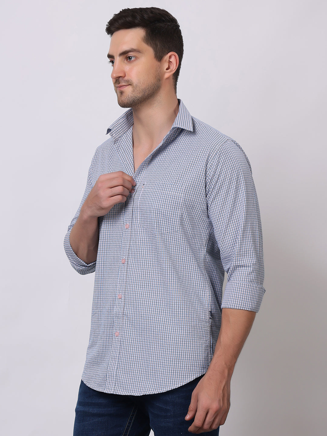 Stylox Men's Full Sleeve Check Casual Shirt – Premium Cotton Blend Regular Fit Checked Shirt for Trendy Everyday & Office Wear