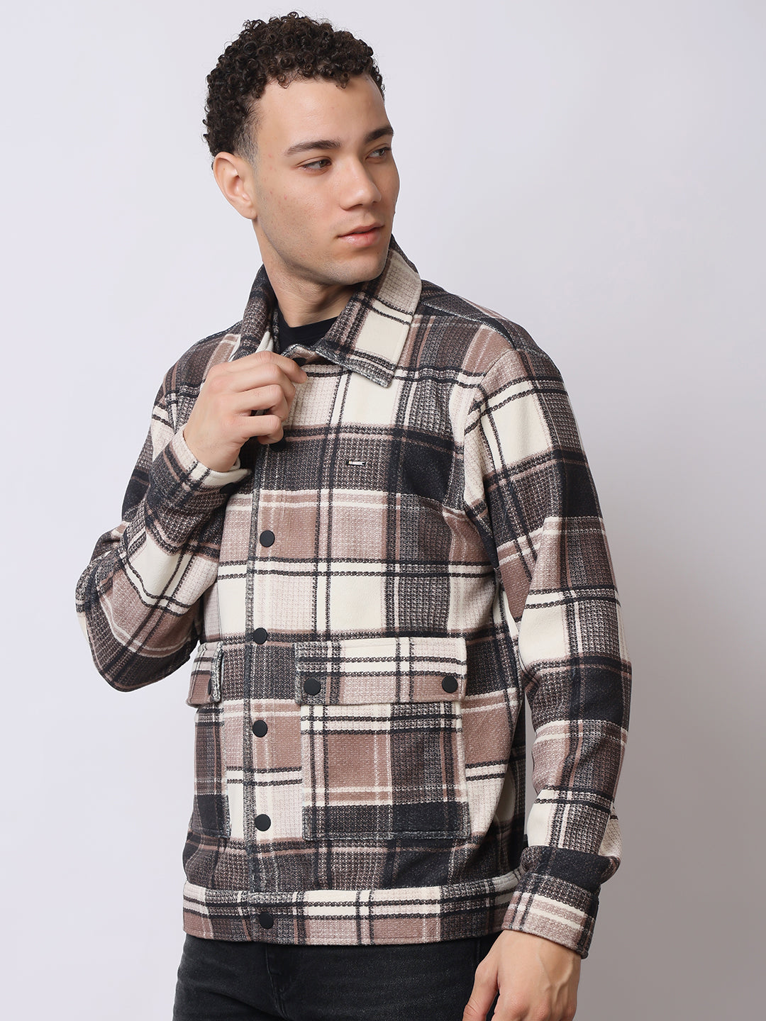 Stylox Men’s Checkered Winter Shacket – Premium Fleece-Lined Button-Down Plaid Jacket for Casual &amp; Outdoor Wear