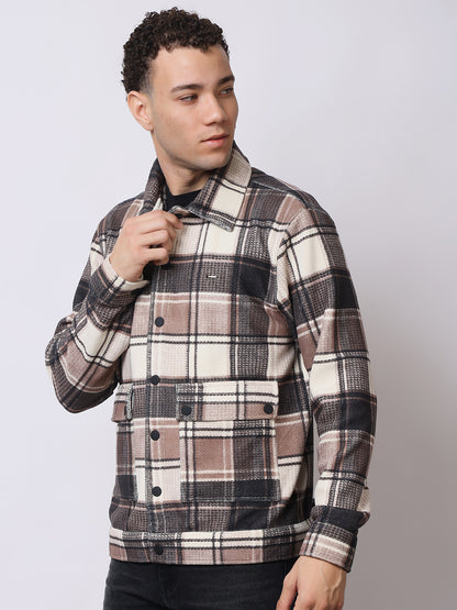 Stylox Men’s Checkered Winter Shacket – Premium Fleece-Lined Button-Down Plaid Jacket for Casual &amp; Outdoor Wear