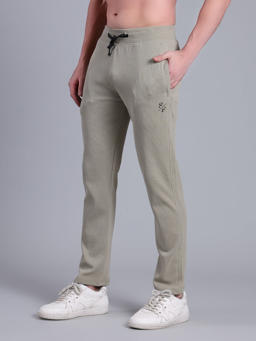 Stylox Men’s Textured Regular Fit Trackpants | Cotton Blend Stretch Joggers with Elastic Waist & Drawstring