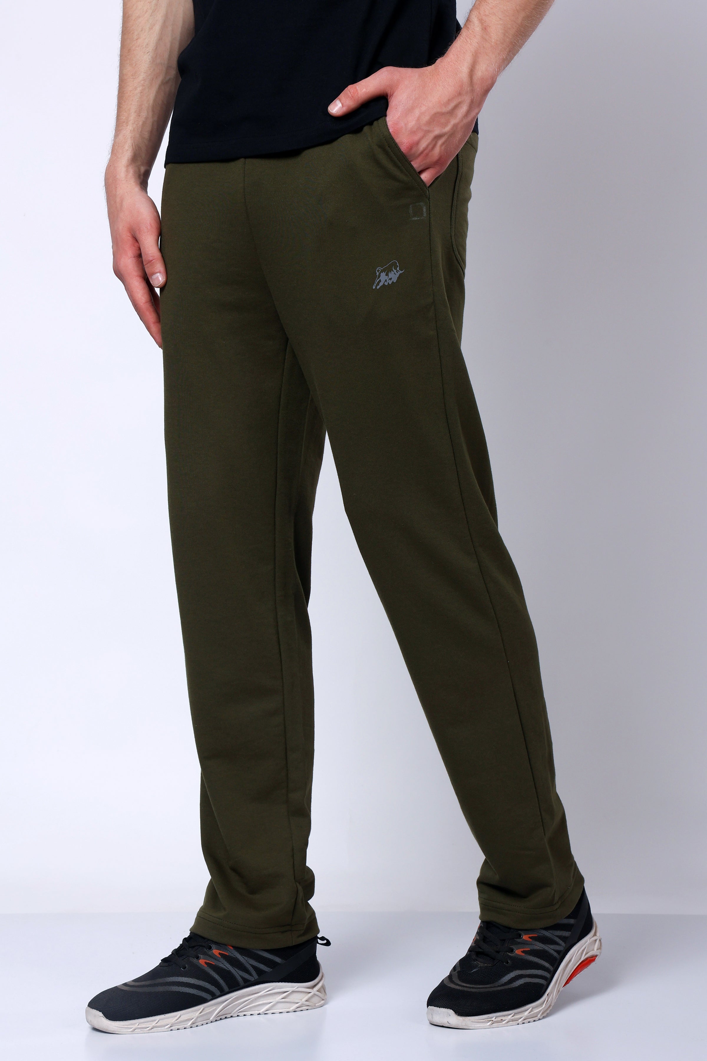 Stylox Men’s Regular Fit Terry Fabric Trackpant with Drawstring Waist-Olive - Stylox