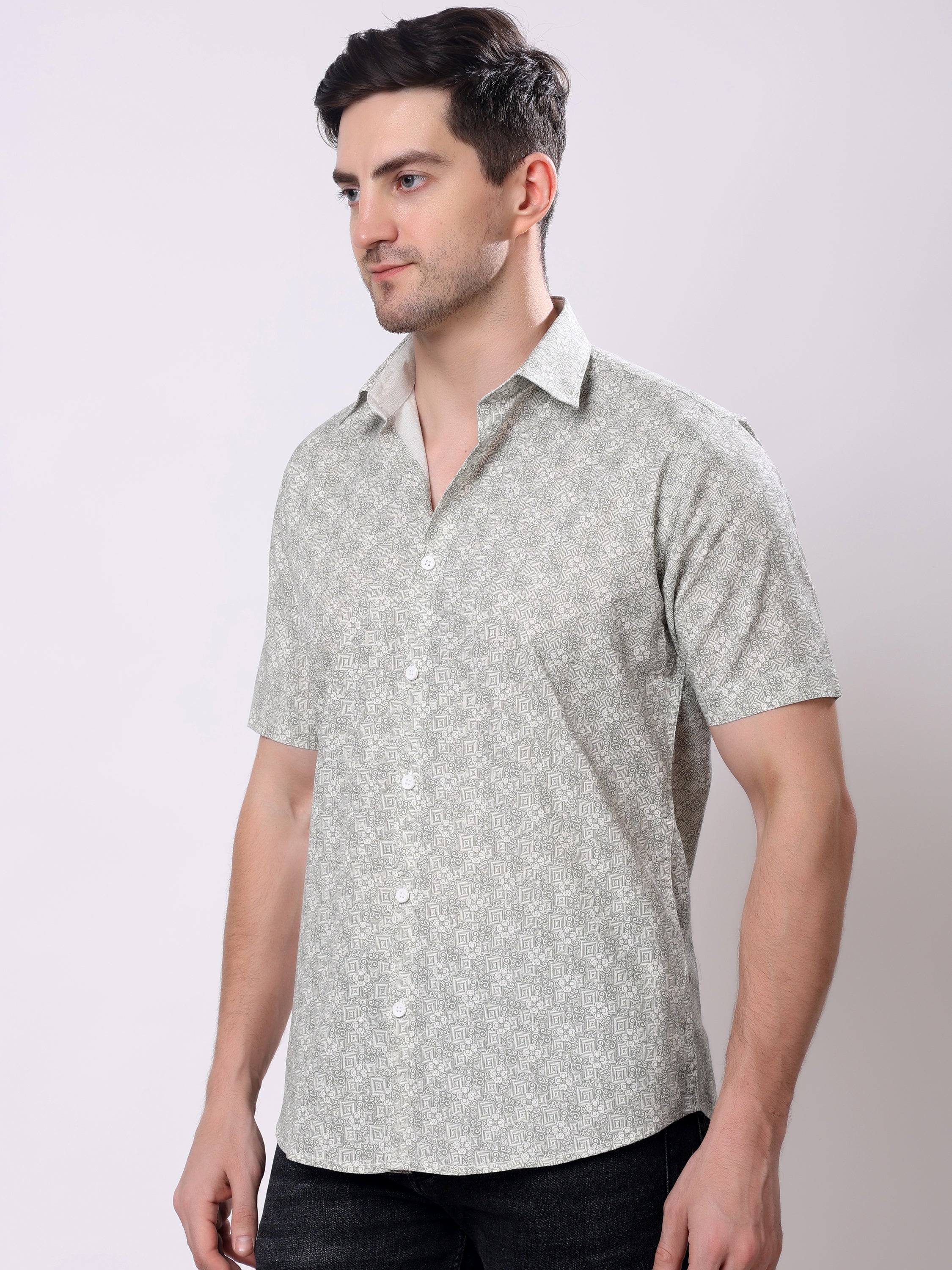 Stylox Men’s Regular Fit Half Sleeve Abstract print Summer Casual Shirt - Stylox