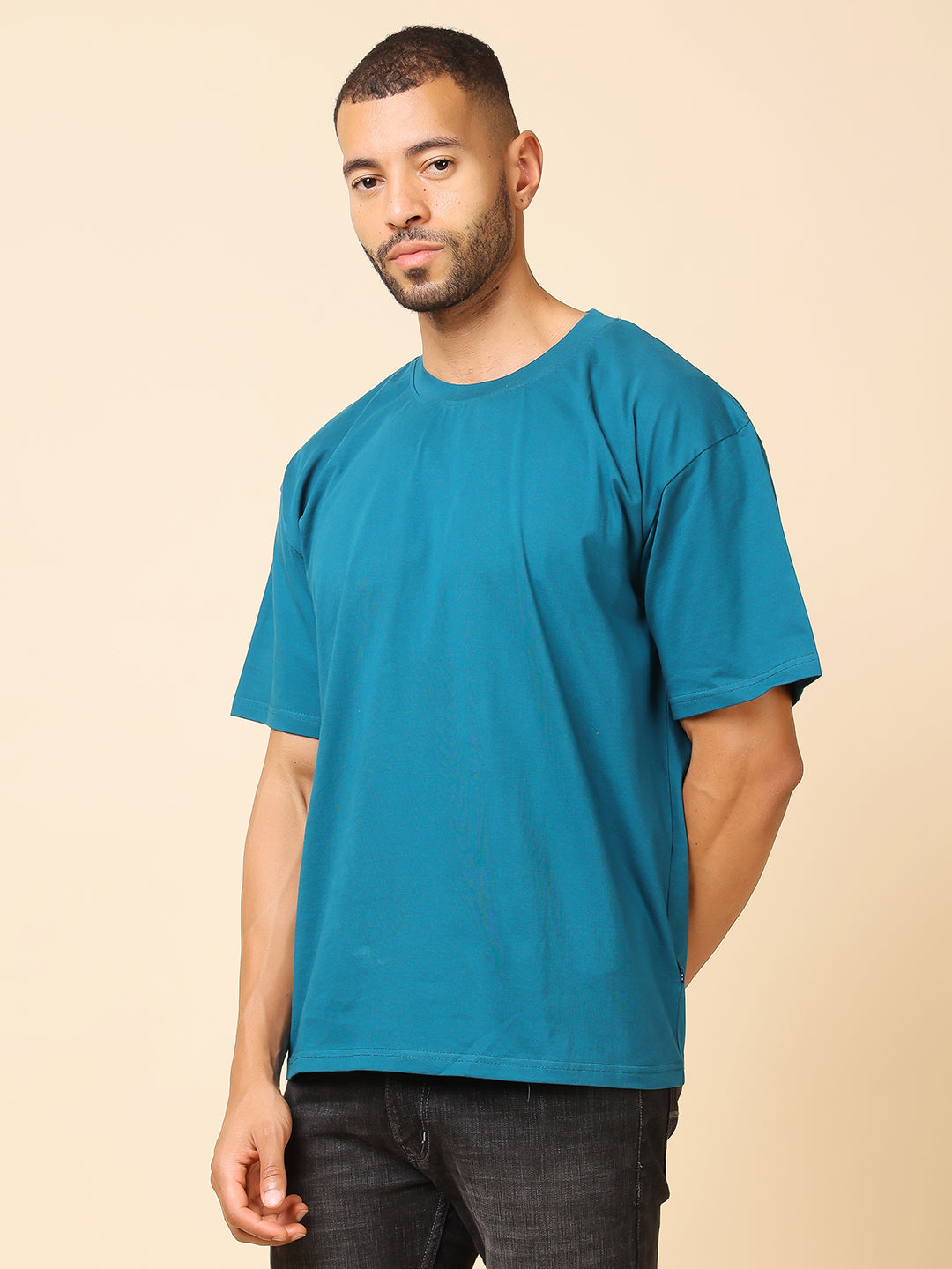 Stylox Men’s Drop Shoulder Round Neck Solid T-Shirt – Oversized Fit, Trendy & Comfortable Casual Wear - Stylox